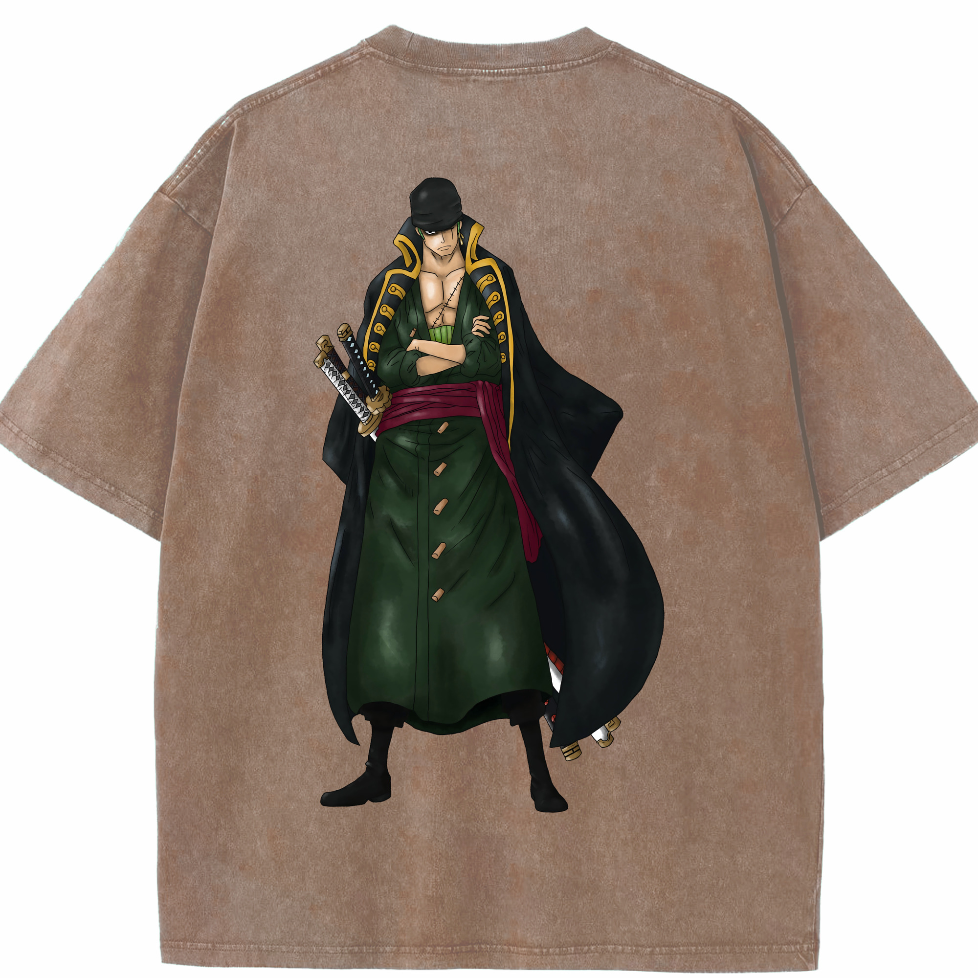 ワンピース ロロノア・ゾロ ONE PIECE Roronoa Zoro 綿100% ヴィンテージ風 半袖Tシャツ（背面プリント）