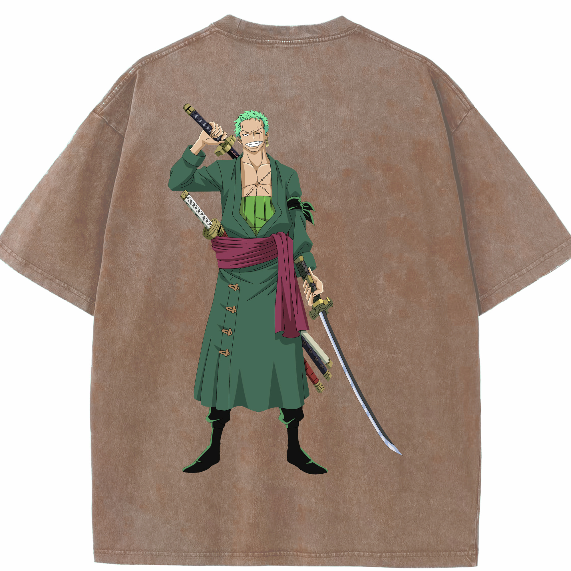 ワンピース ロロノア・ゾロ ONE PIECE Roronoa Zoro 綿100% ヴィンテージ風 半袖Tシャツ（背面プリント）