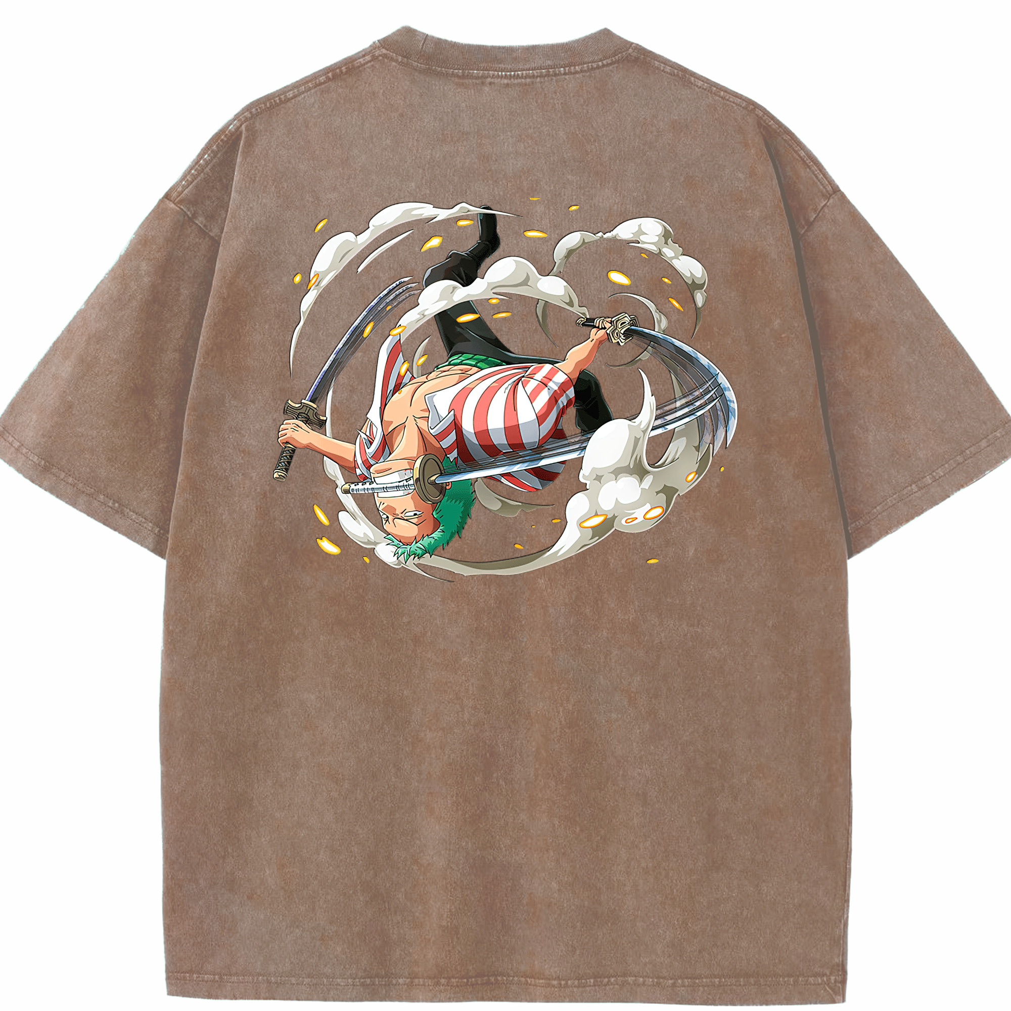 ワンピース ロロノア・ゾロ ONE PIECE Roronoa Zoro 綿100% ヴィンテージ風 半袖Tシャツ（背面プリント）
