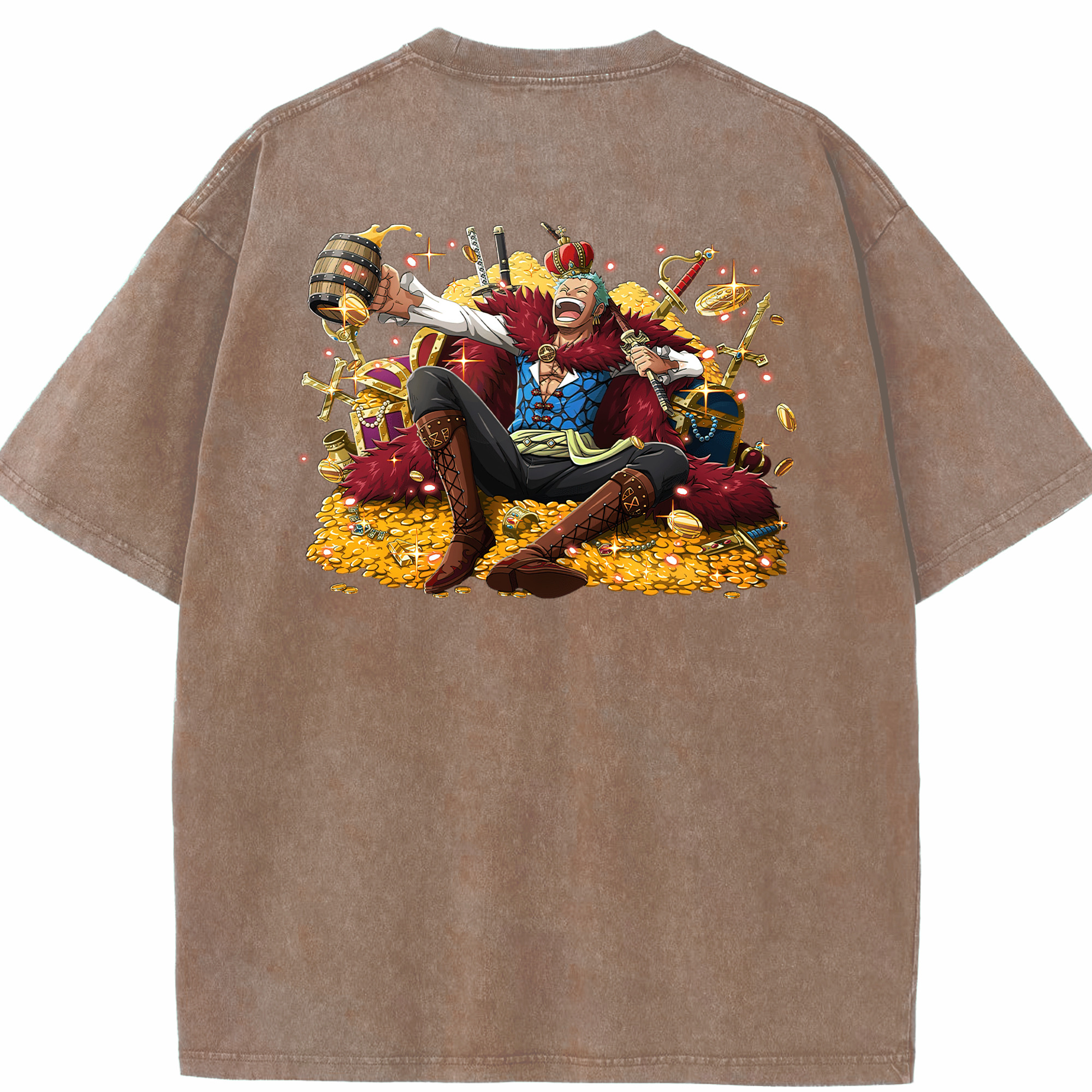ワンピース ロロノア・ゾロ ONE PIECE Roronoa Zoro 綿100% ヴィンテージ風 半袖Tシャツ（背面プリント）