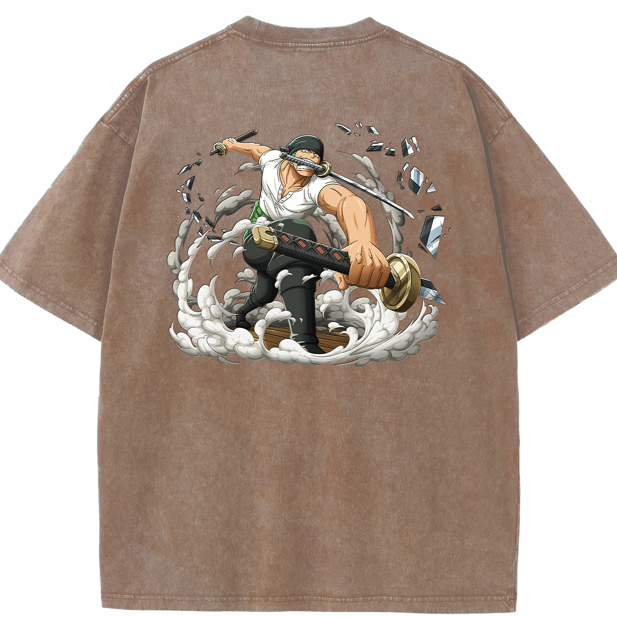 ワンピース ロロノア・ゾロ ONE PIECE Roronoa Zoro 綿100% ヴィンテージ風 半袖Tシャツ（背面プリント）