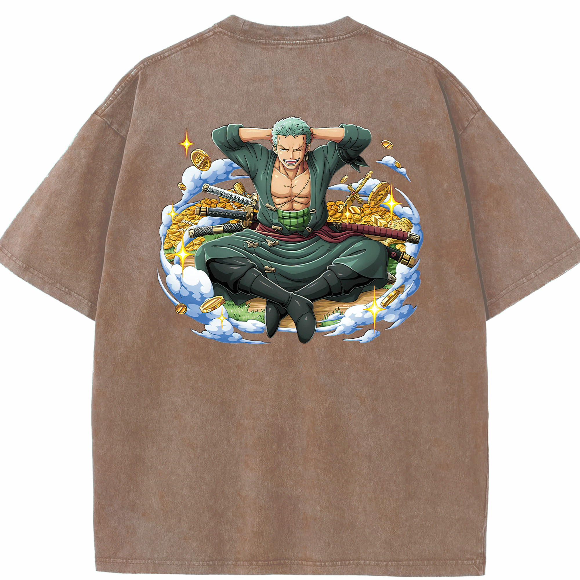 ワンピース ロロノア・ゾロ ONE PIECE Roronoa Zoro 綿100% ヴィンテージ風 半袖Tシャツ（背面プリント）