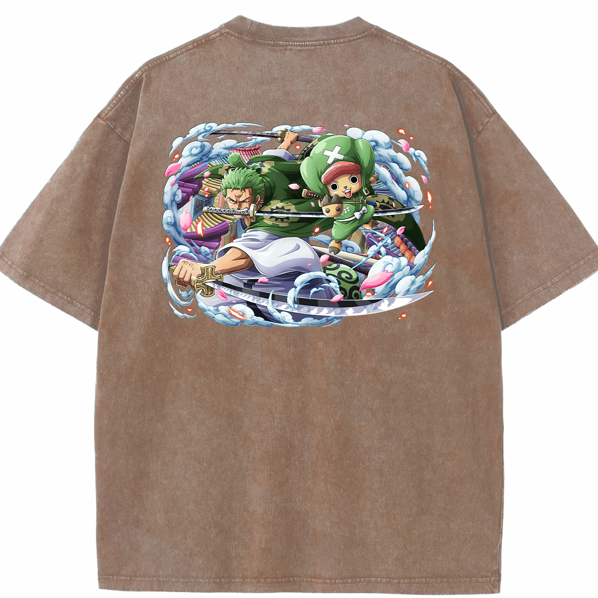 ワンピース ロロノア・ゾロ ONE PIECE Roronoa Zoro 綿100% ヴィンテージ風 半袖Tシャツ（背面プリント）