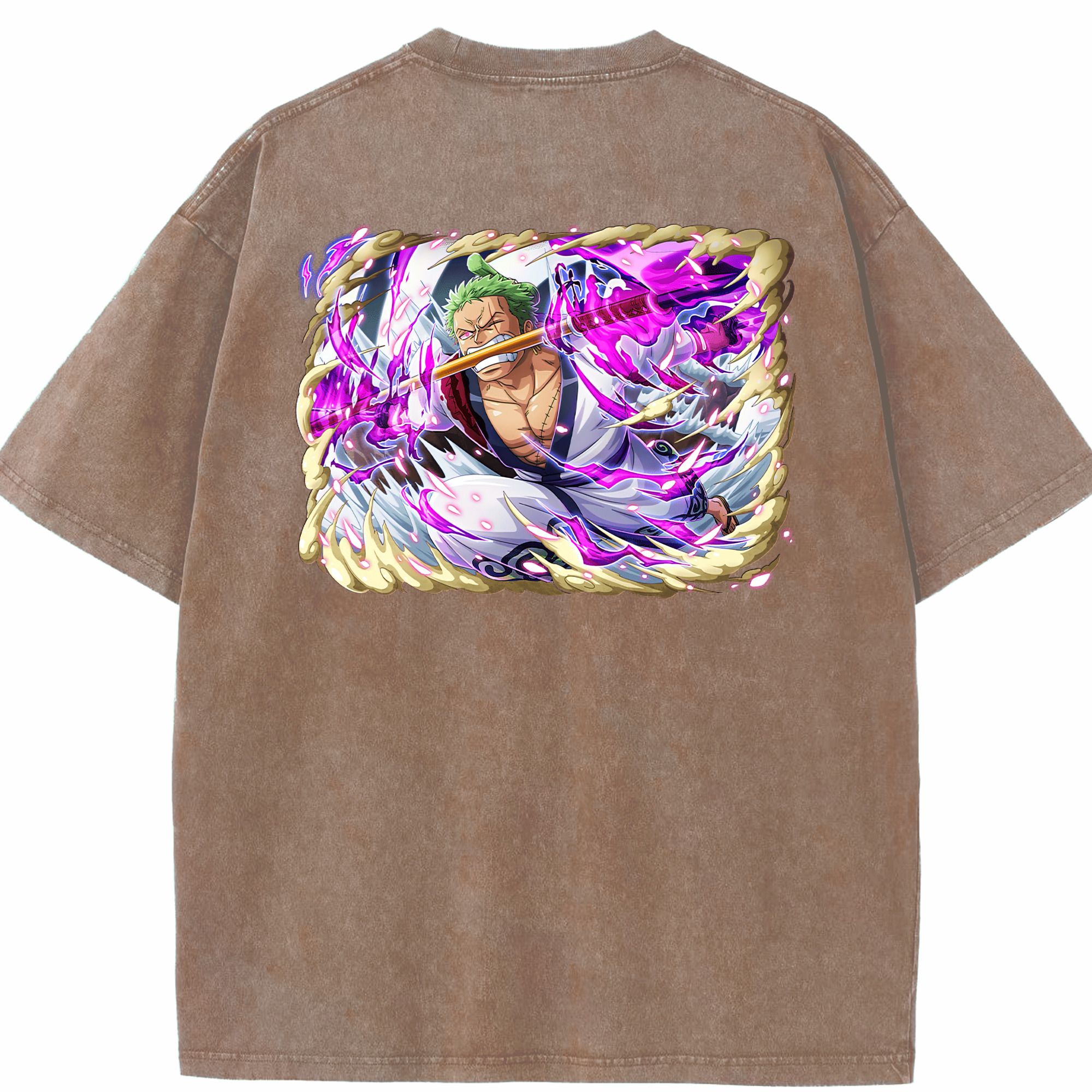 ワンピース ロロノア・ゾロ ONE PIECE Roronoa Zoro 綿100% ヴィンテージ風 半袖Tシャツ（背面プリント）