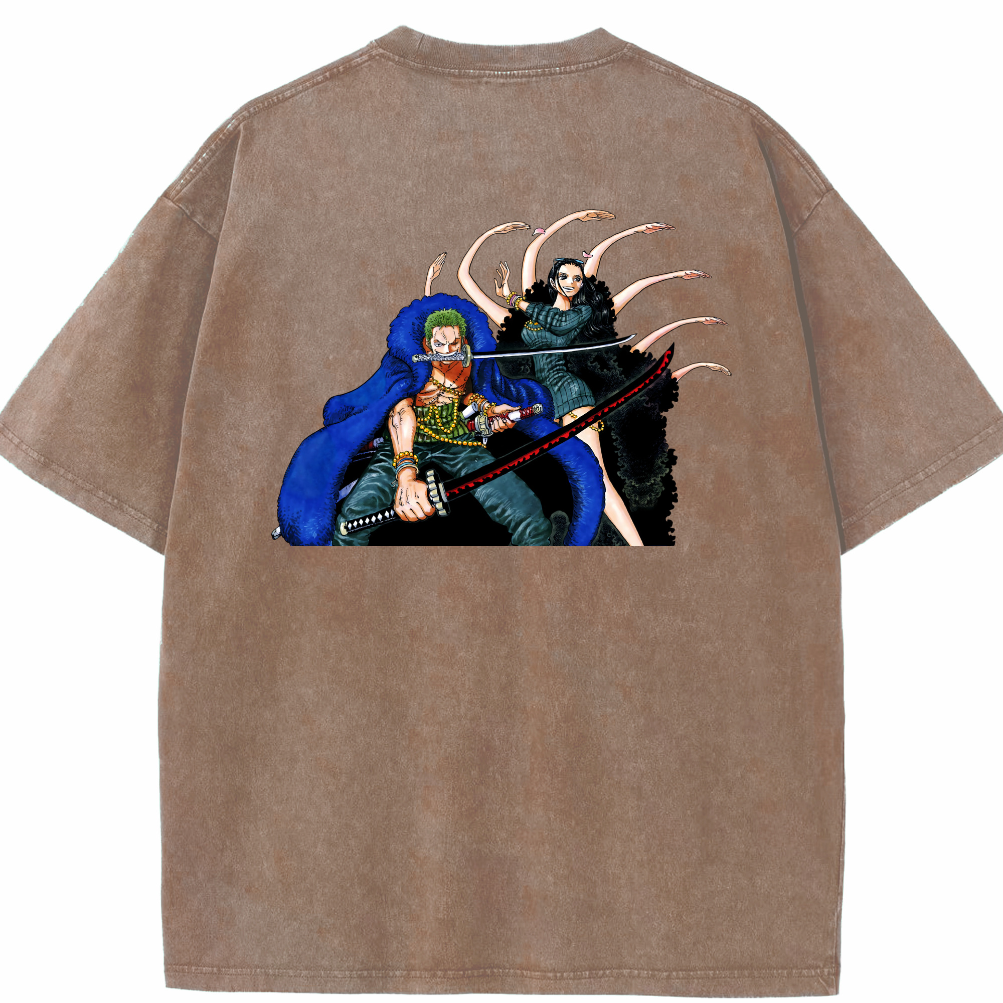 ワンピース ロロノア・ゾロ ONE PIECE Roronoa Zoro 綿100% ヴィンテージ風 半袖Tシャツ（背面プリント）