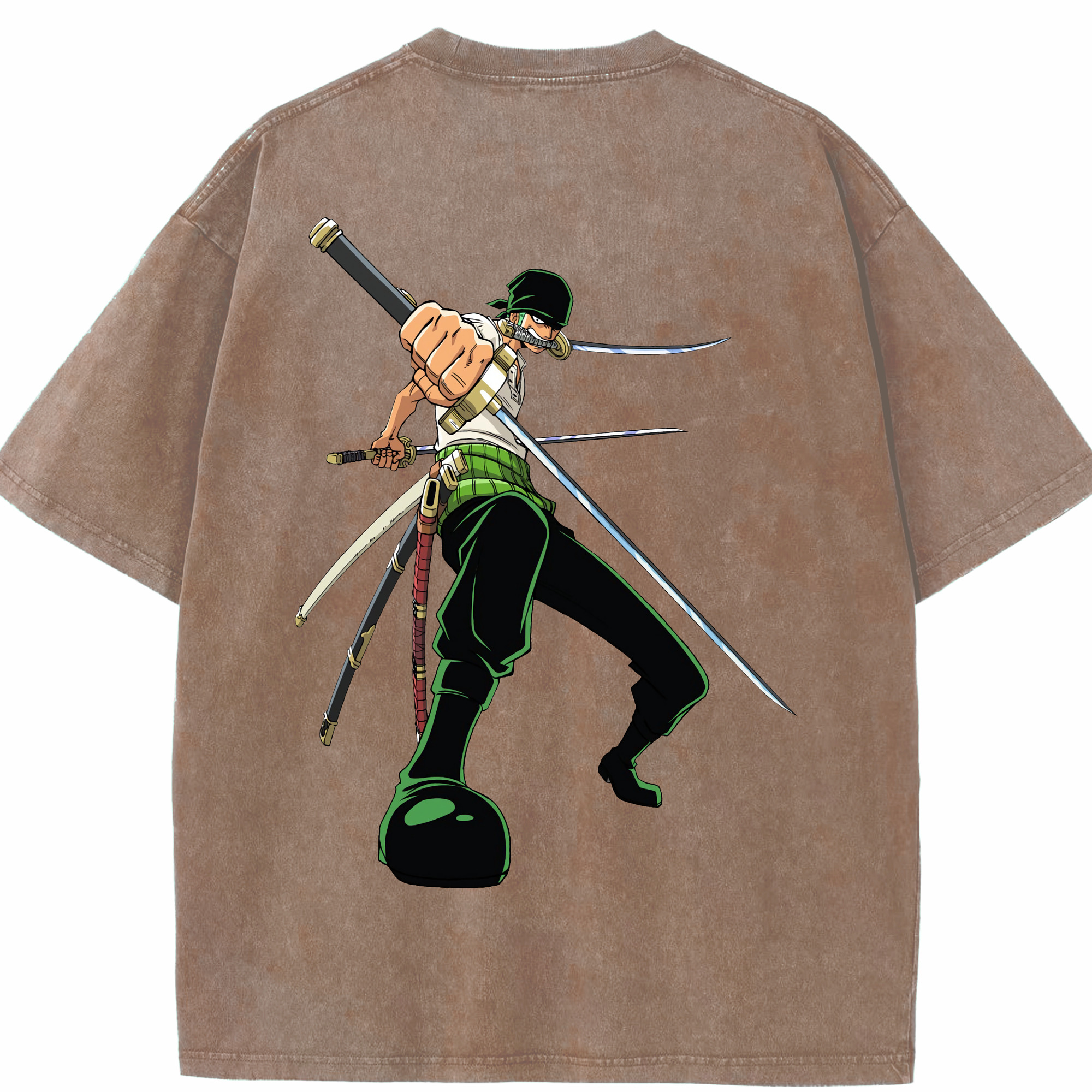ワンピース ロロノア・ゾロ ONE PIECE Roronoa Zoro 綿100% ヴィンテージ風 半袖Tシャツ（背面プリント）