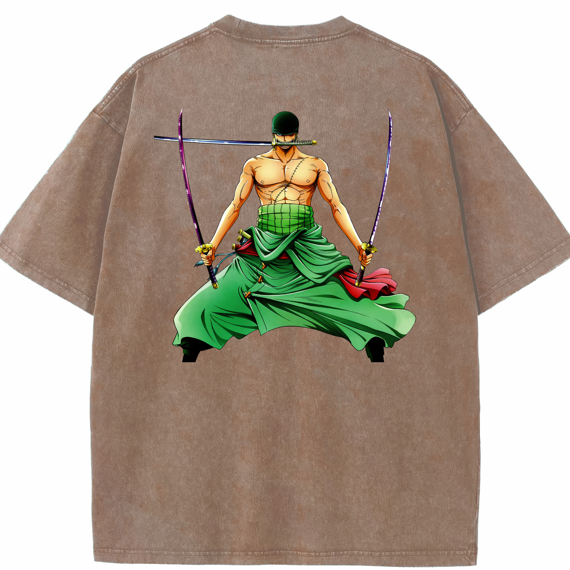 （画像用） ワンピース ロロノア・ゾロ ONE PIECE Roronoa Zoro 綿100% ヴィンテージ風 半袖Tシャツ（背面プリント）