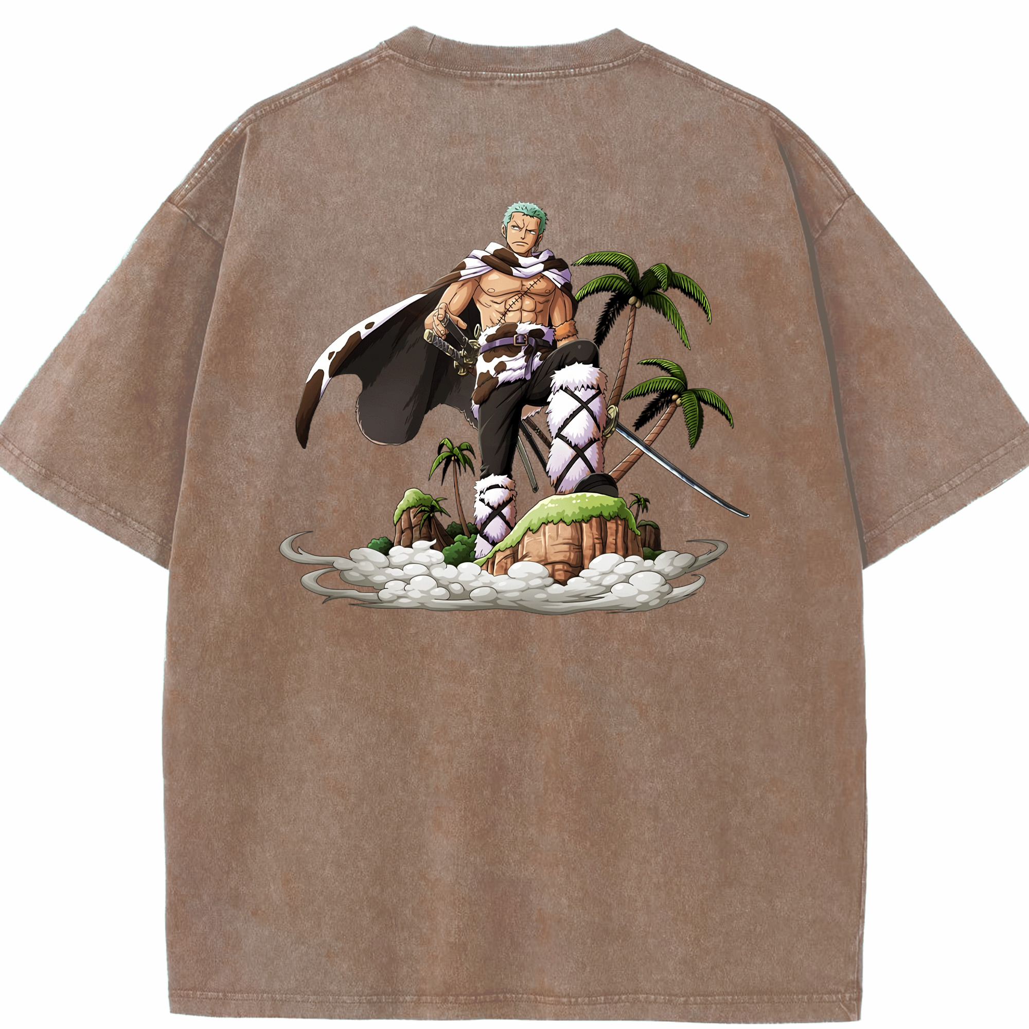 ワンピース ロロノア・ゾロ ONE PIECE Roronoa Zoro 綿100% ヴィンテージ風 半袖Tシャツ（背面プリント）