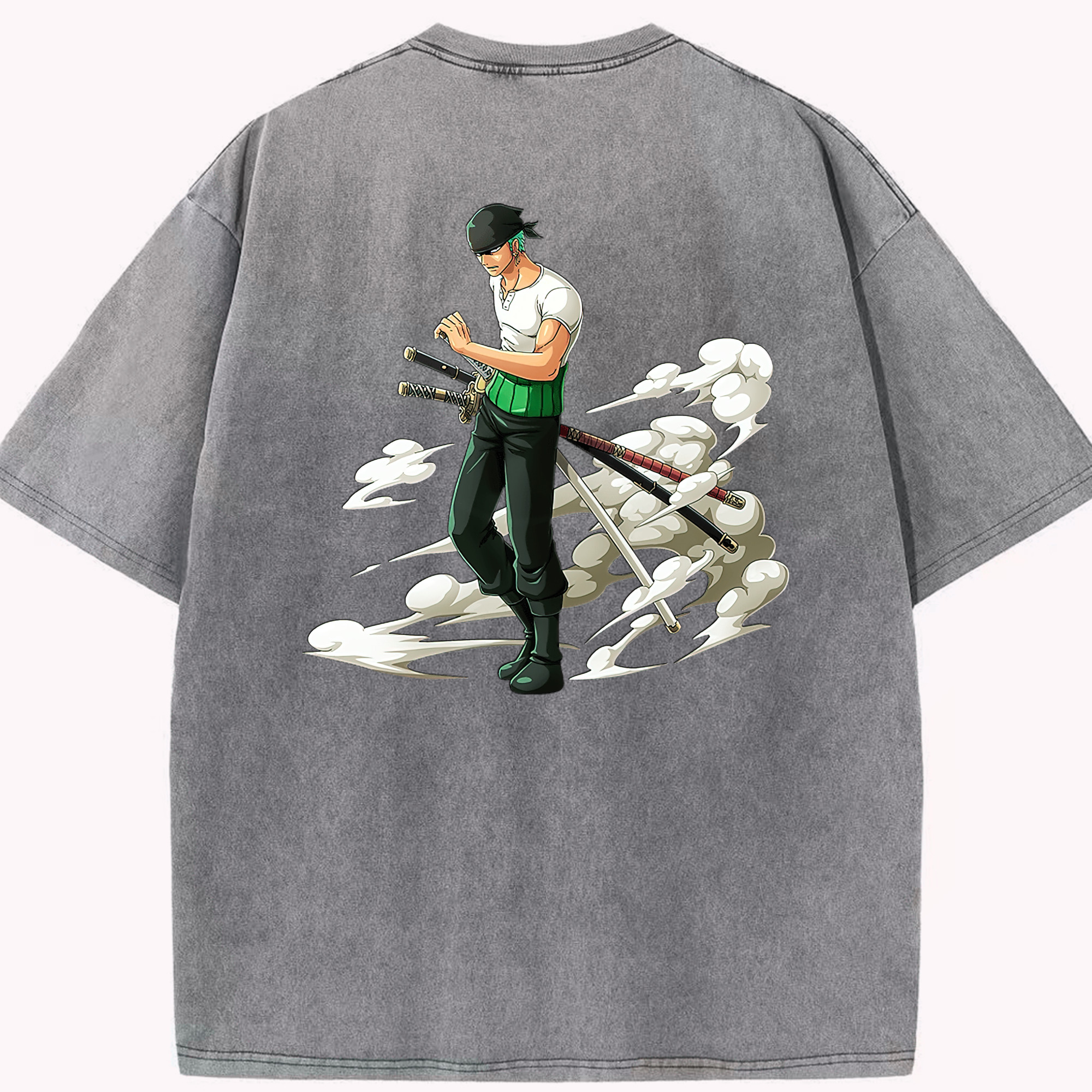 ワンピース ロロノア・ゾロ ONE PIECE Roronoa Zoro 綿100% ヴィンテージ風 半袖Tシャツ（背面プリント）