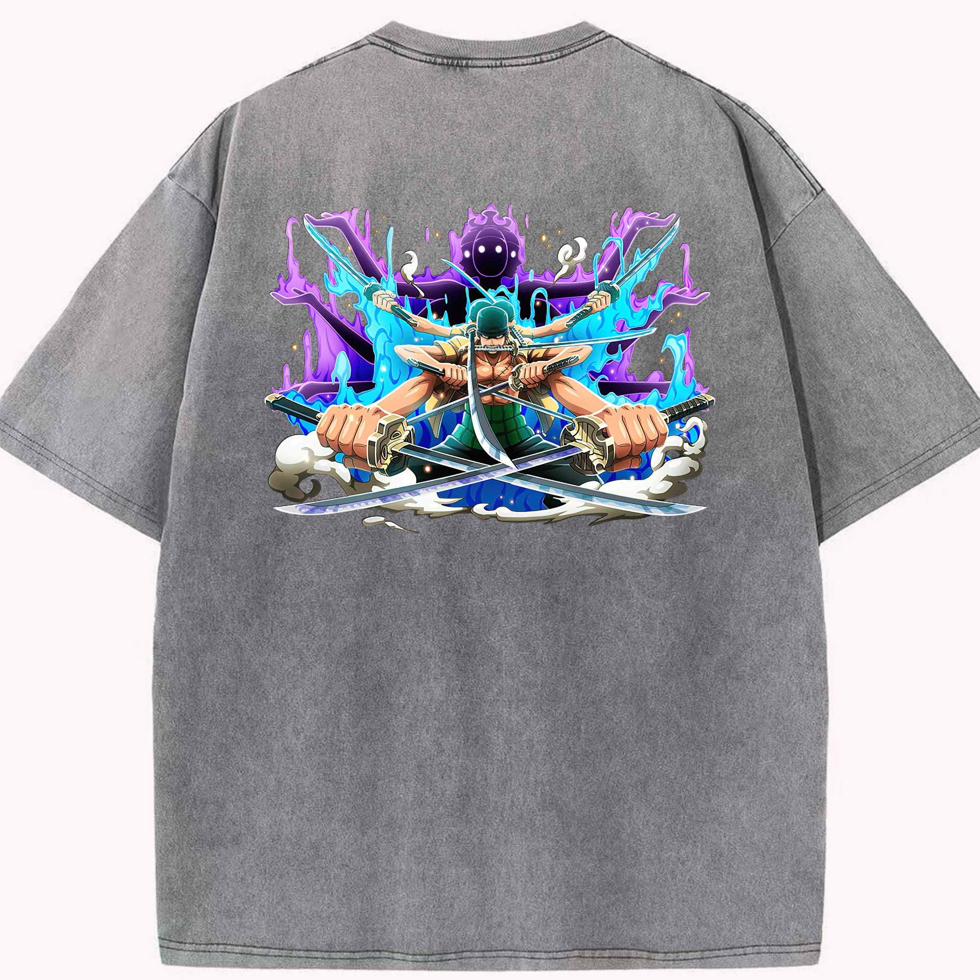 ワンピース ロロノア・ゾロ ONE PIECE Roronoa Zoro 綿100% ヴィンテージ風 半袖Tシャツ（背面プリント）