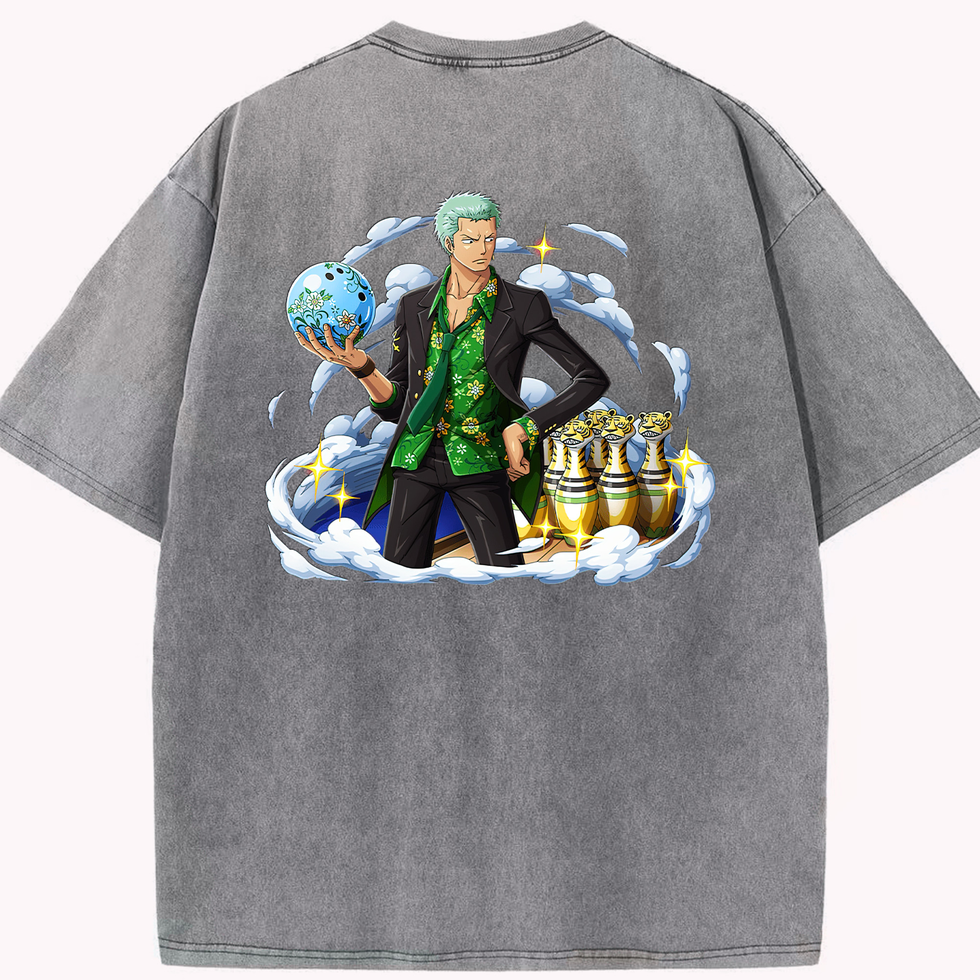 ワンピース ロロノア・ゾロ ONE PIECE Roronoa Zoro 綿100% ヴィンテージ風 半袖Tシャツ（背面プリント）