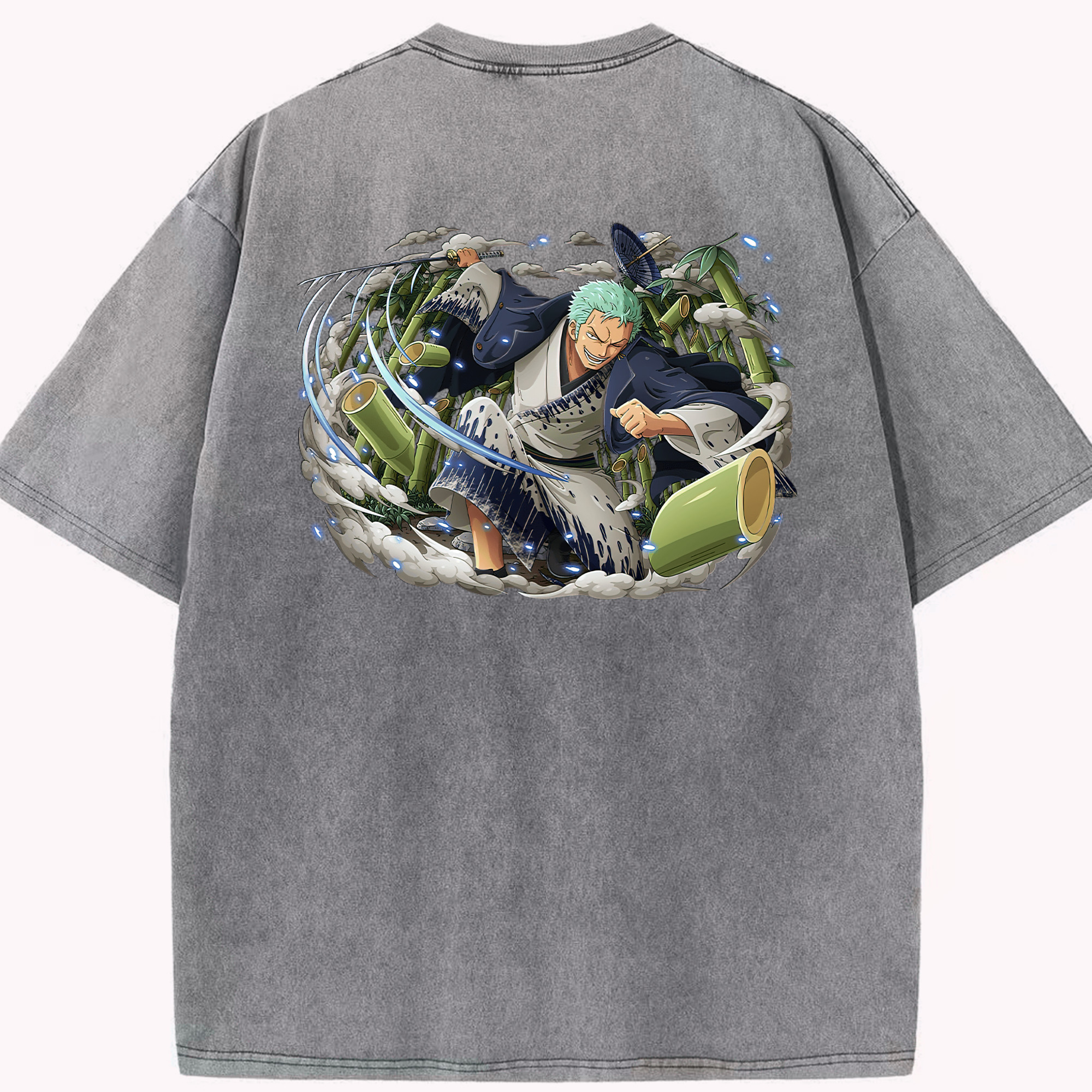 ワンピース ロロノア・ゾロ ONE PIECE Roronoa Zoro 綿100% ヴィンテージ風 半袖Tシャツ（背面プリント）
