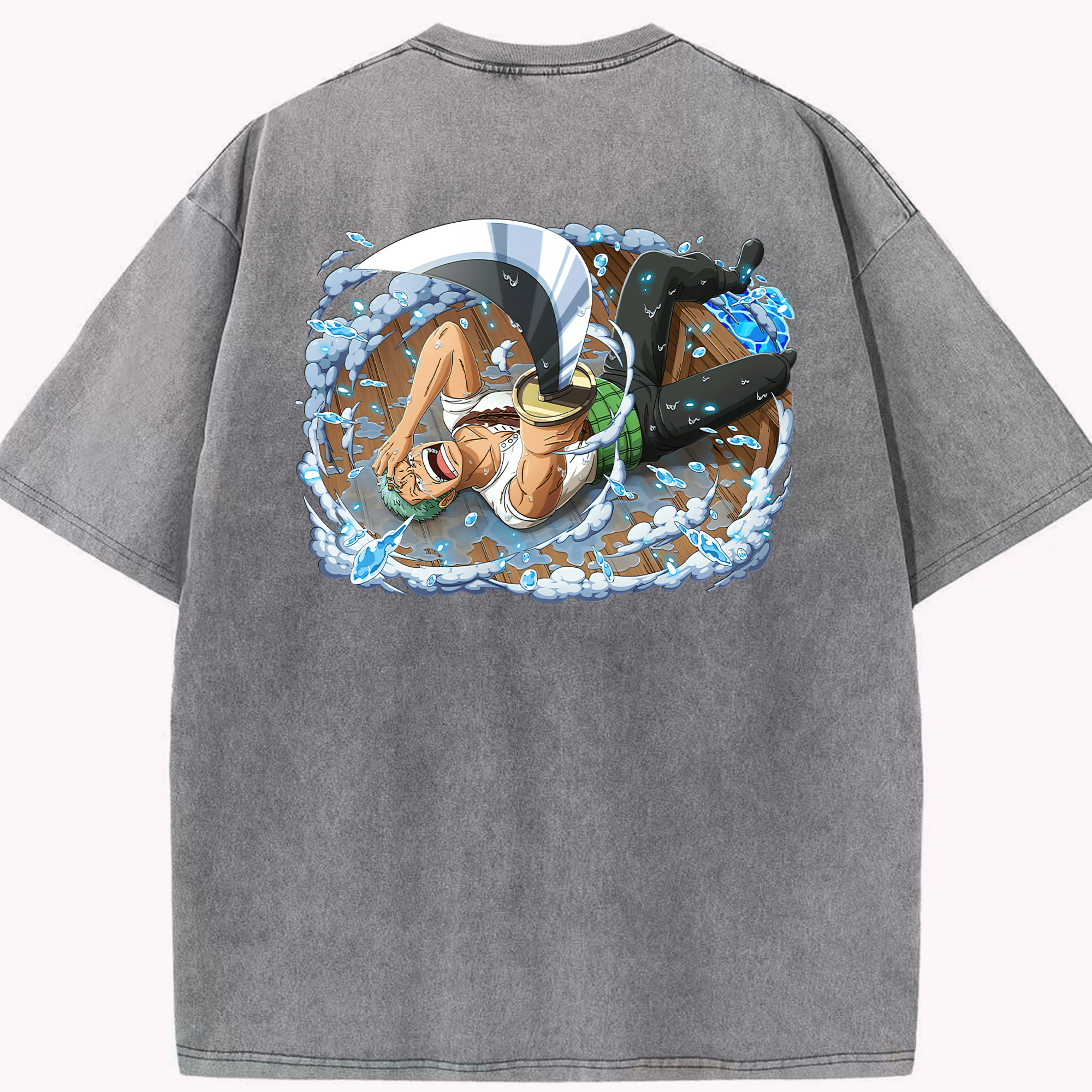 ワンピース ロロノア・ゾロ ONE PIECE Roronoa Zoro 綿100% ヴィンテージ風 半袖Tシャツ（背面プリント）
