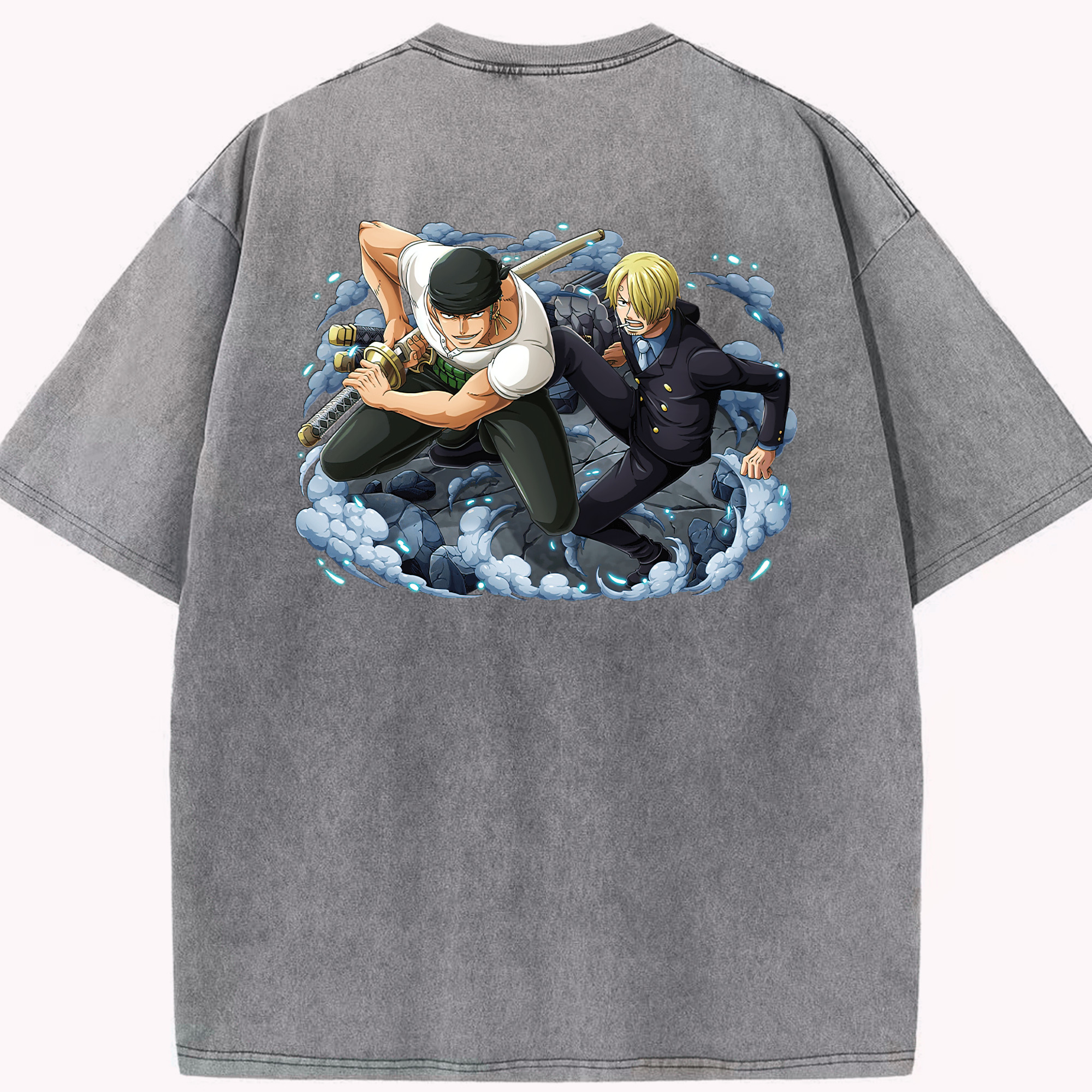 ワンピース ロロノア・ゾロ ONE PIECE Roronoa Zoro 綿100% ヴィンテージ風 半袖Tシャツ（背面プリント）