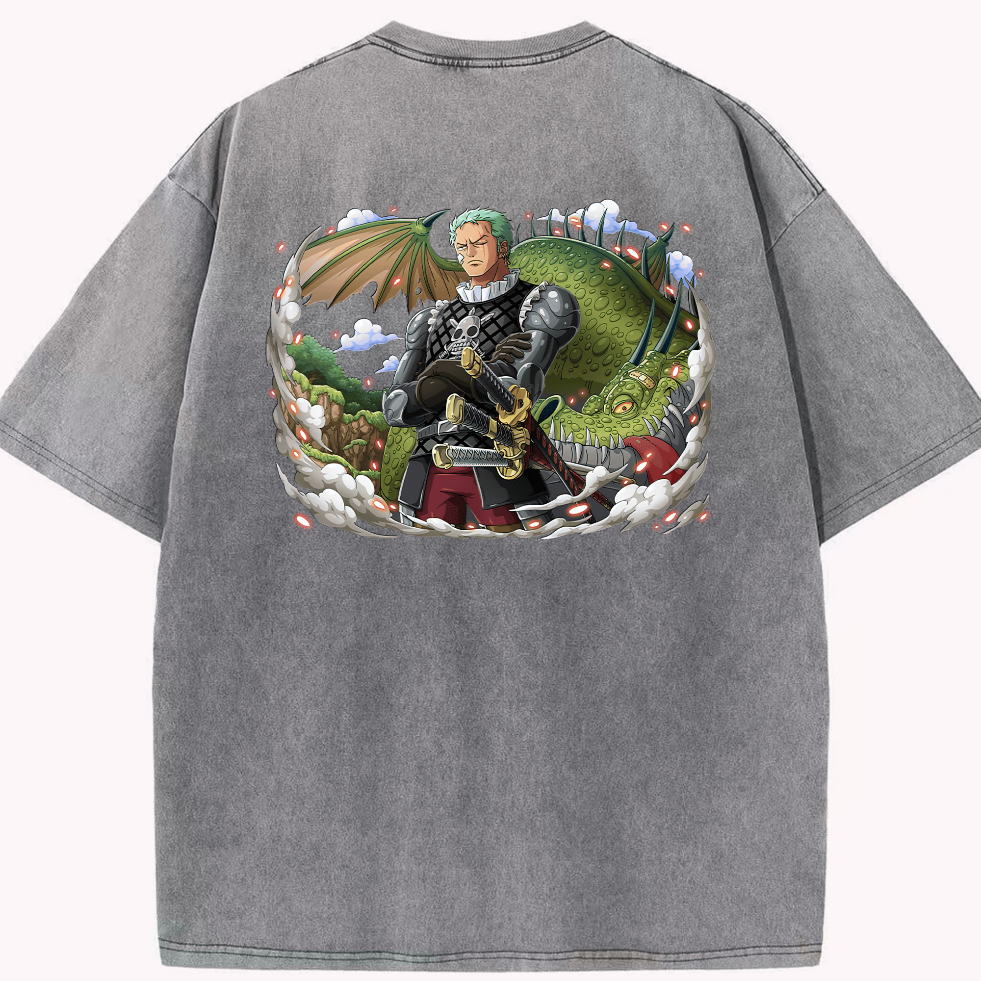ワンピース ロロノア・ゾロ ONE PIECE Roronoa Zoro 綿100% ヴィンテージ風 半袖Tシャツ（背面プリント）