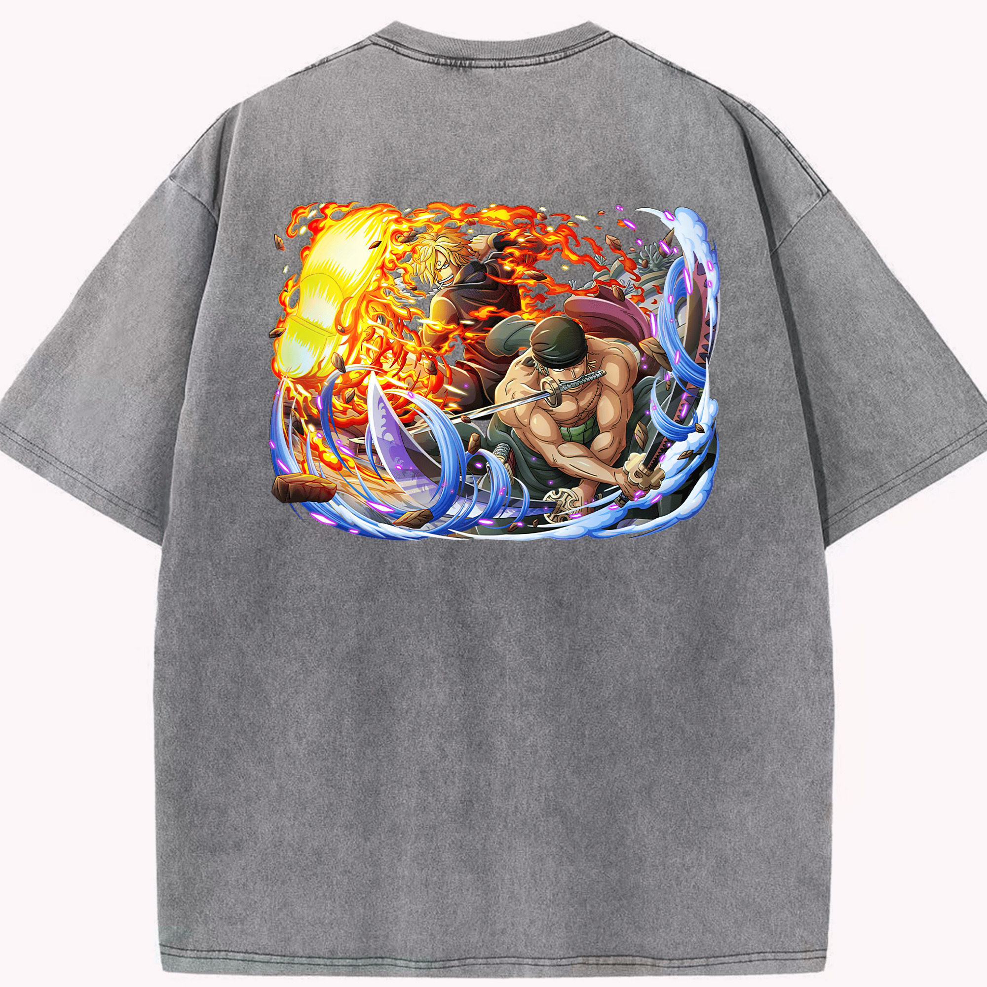 ワンピース ロロノア・ゾロ ONE PIECE Roronoa Zoro 綿100% ヴィンテージ風 半袖Tシャツ（背面プリント）