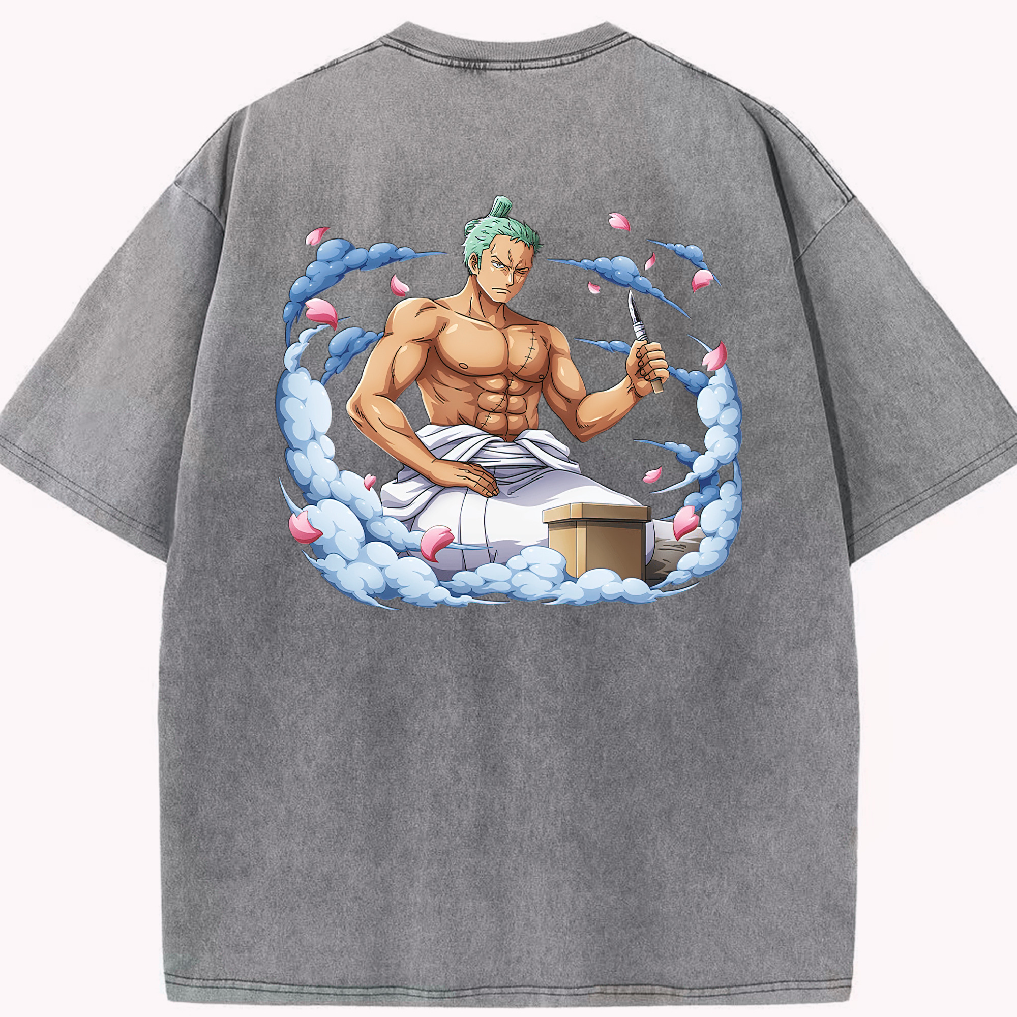 ワンピース ロロノア・ゾロ ONE PIECE Roronoa Zoro 綿100% ヴィンテージ風 半袖Tシャツ（背面プリント）