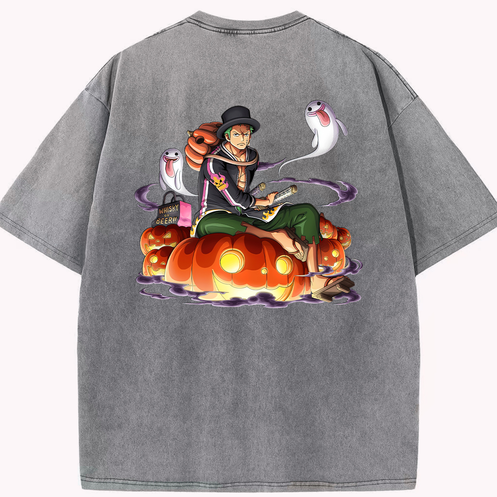 ワンピース ロロノア・ゾロ ONE PIECE Roronoa Zoro 綿100% ヴィンテージ風 半袖Tシャツ（背面プリント）