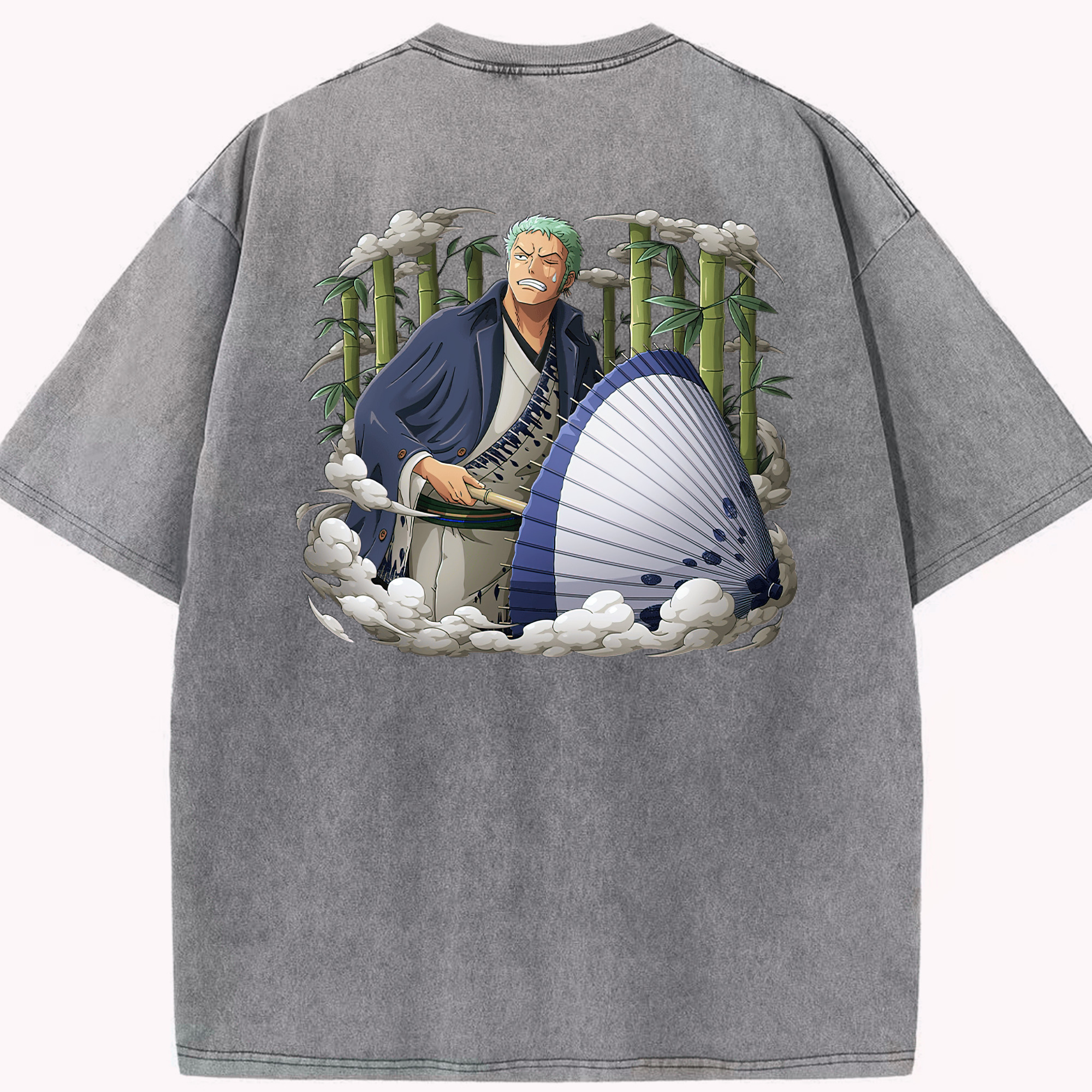 ワンピース ロロノア・ゾロ ONE PIECE Roronoa Zoro 綿100% ヴィンテージ風 半袖Tシャツ（背面プリント）