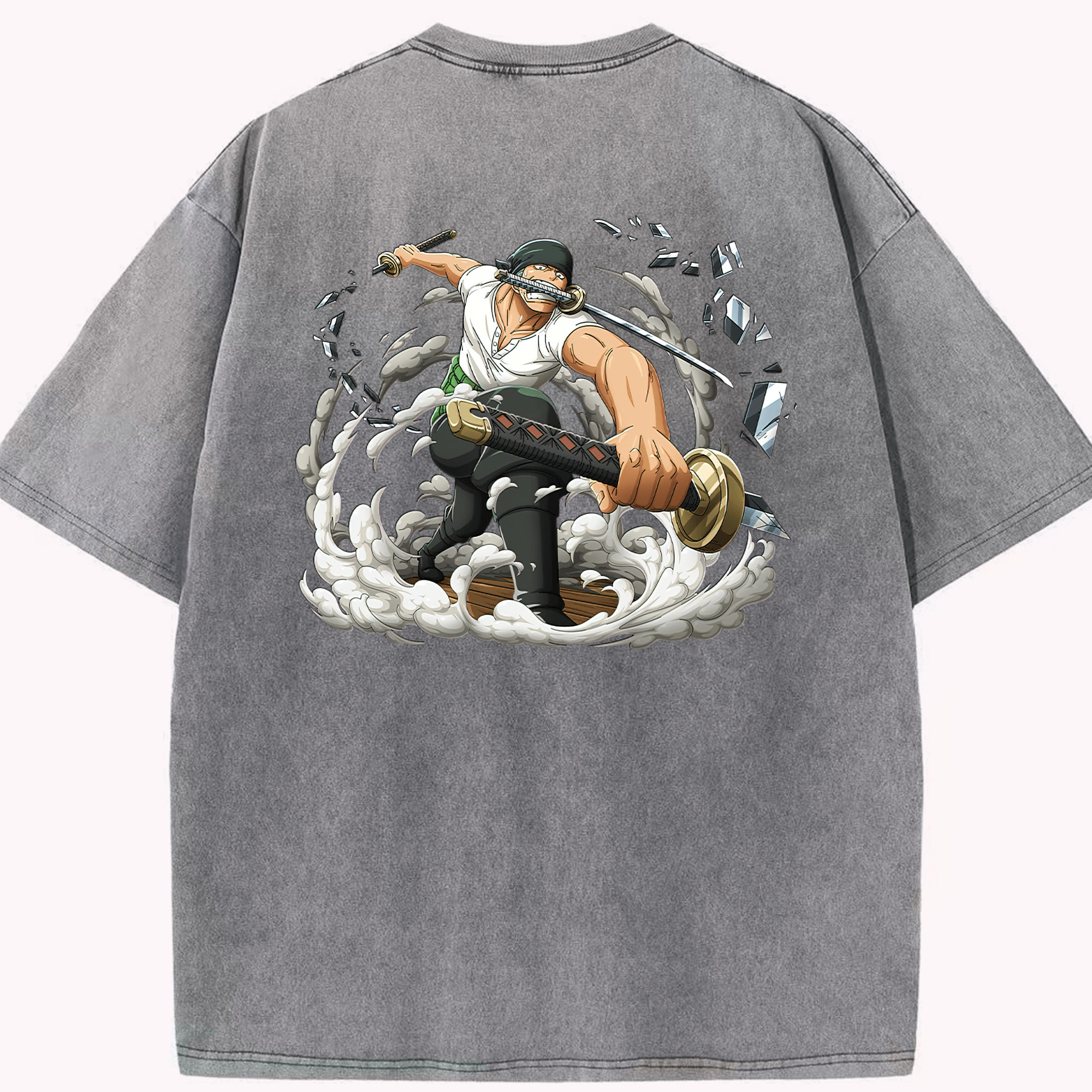 ワンピース ロロノア・ゾロ ONE PIECE Roronoa Zoro 綿100% ヴィンテージ風 半袖Tシャツ（背面プリント）