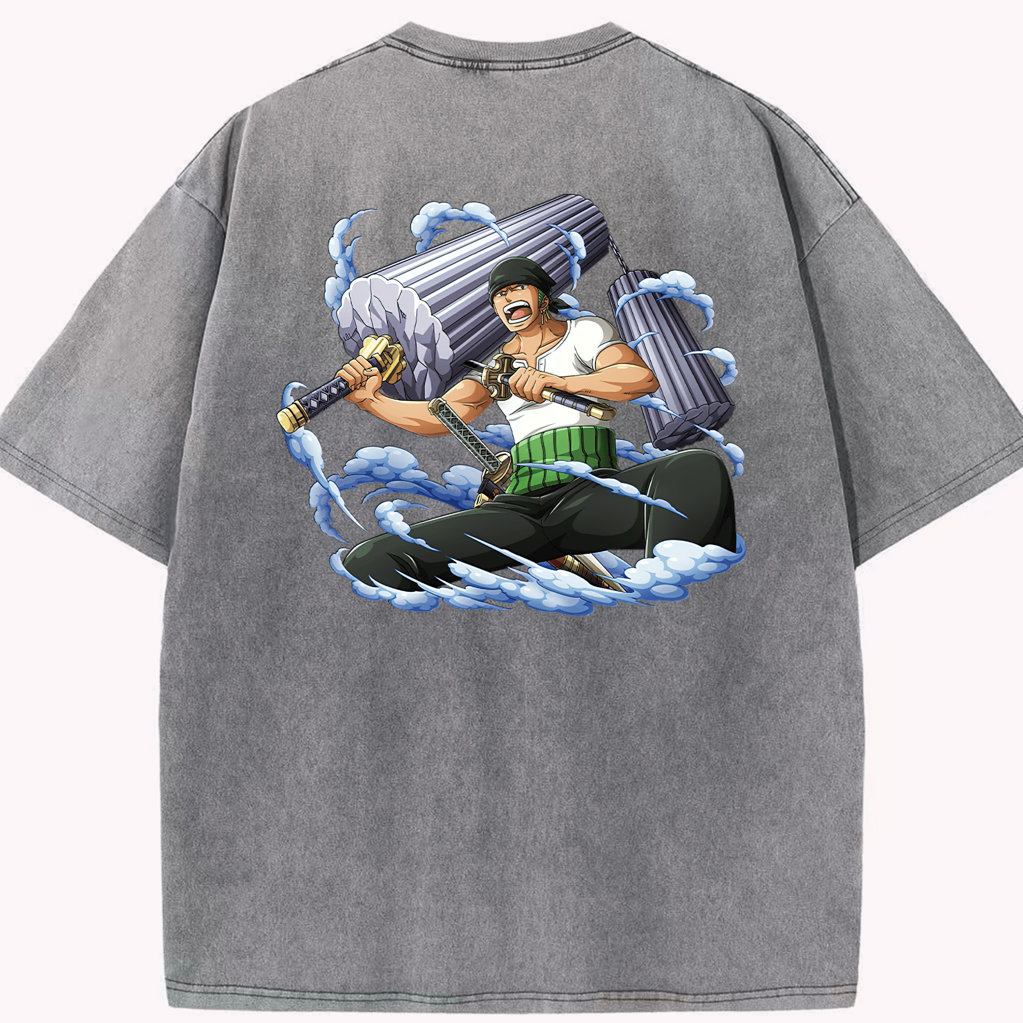 ワンピース ロロノア・ゾロ ONE PIECE Roronoa Zoro 綿100% ヴィンテージ風 半袖Tシャツ（背面プリント）