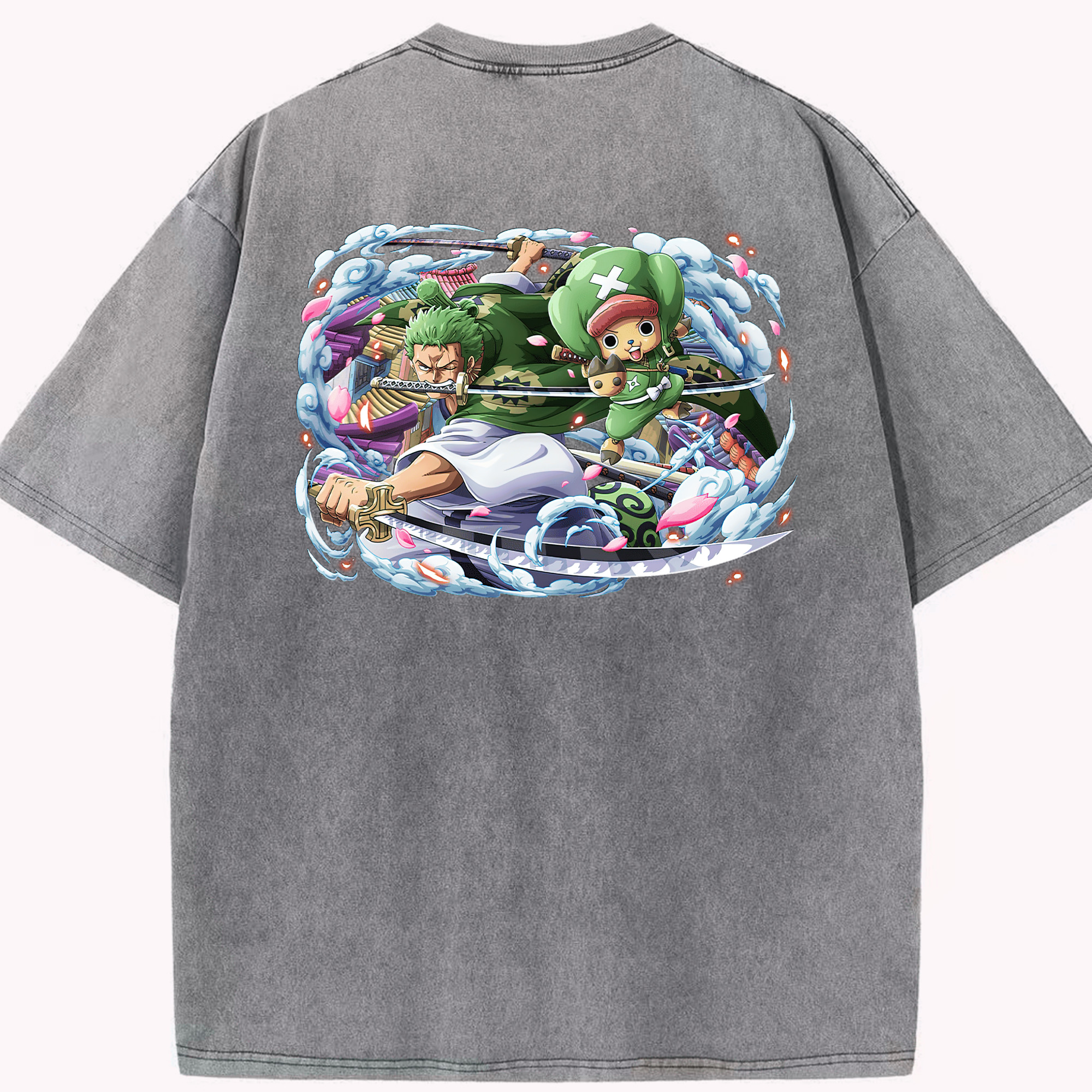 ワンピース ロロノア・ゾロ ONE PIECE Roronoa Zoro 綿100% ヴィンテージ風 半袖Tシャツ（背面プリント）