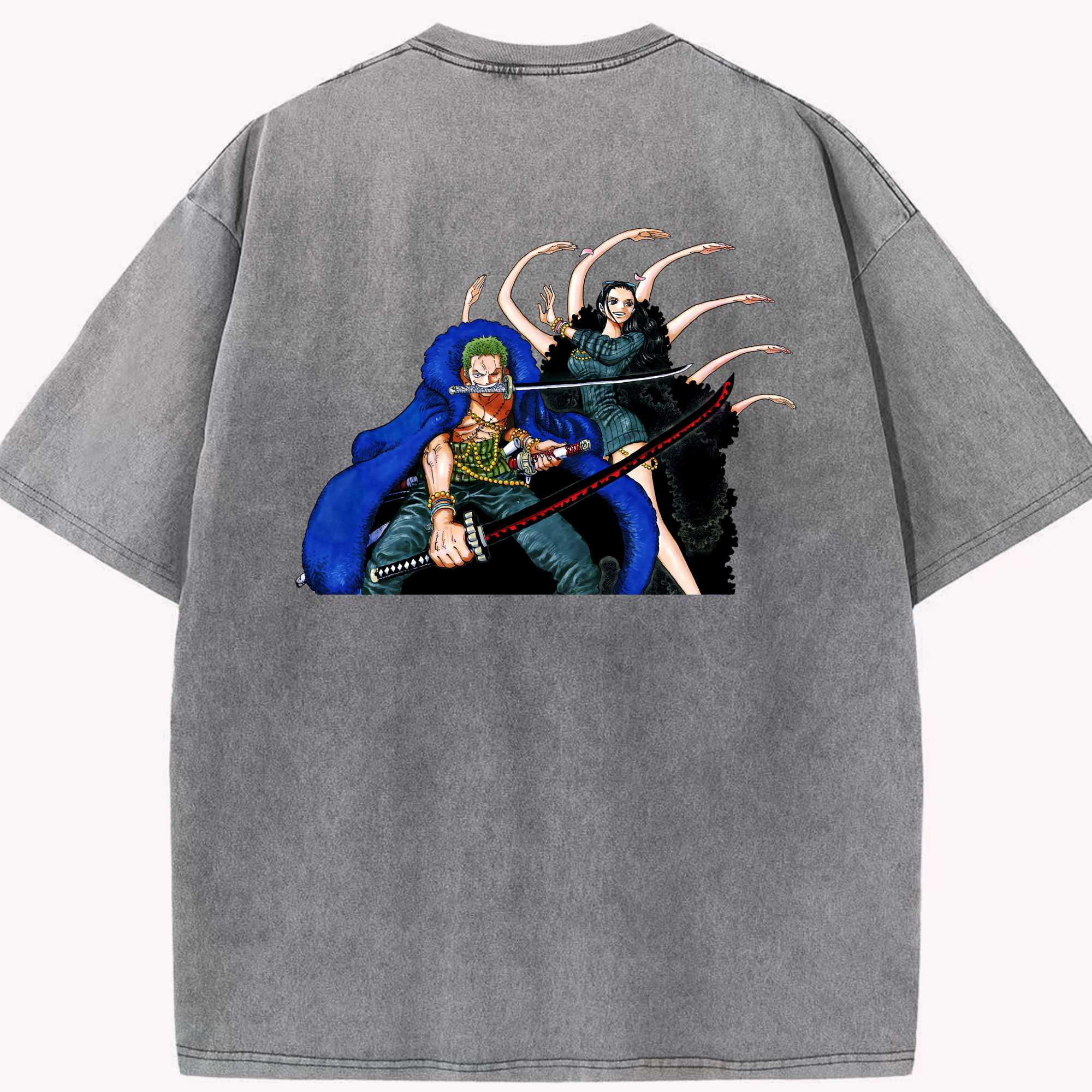 ワンピース ロロノア・ゾロ ONE PIECE Roronoa Zoro 綿100% ヴィンテージ風 半袖Tシャツ（背面プリント）