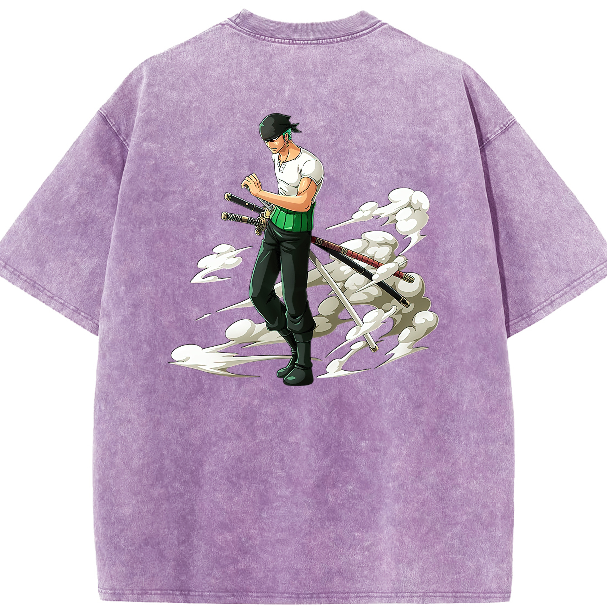 ワンピース ロロノア・ゾロ ONE PIECE Roronoa Zoro 綿100% ヴィンテージ風 半袖Tシャツ（背面プリント）