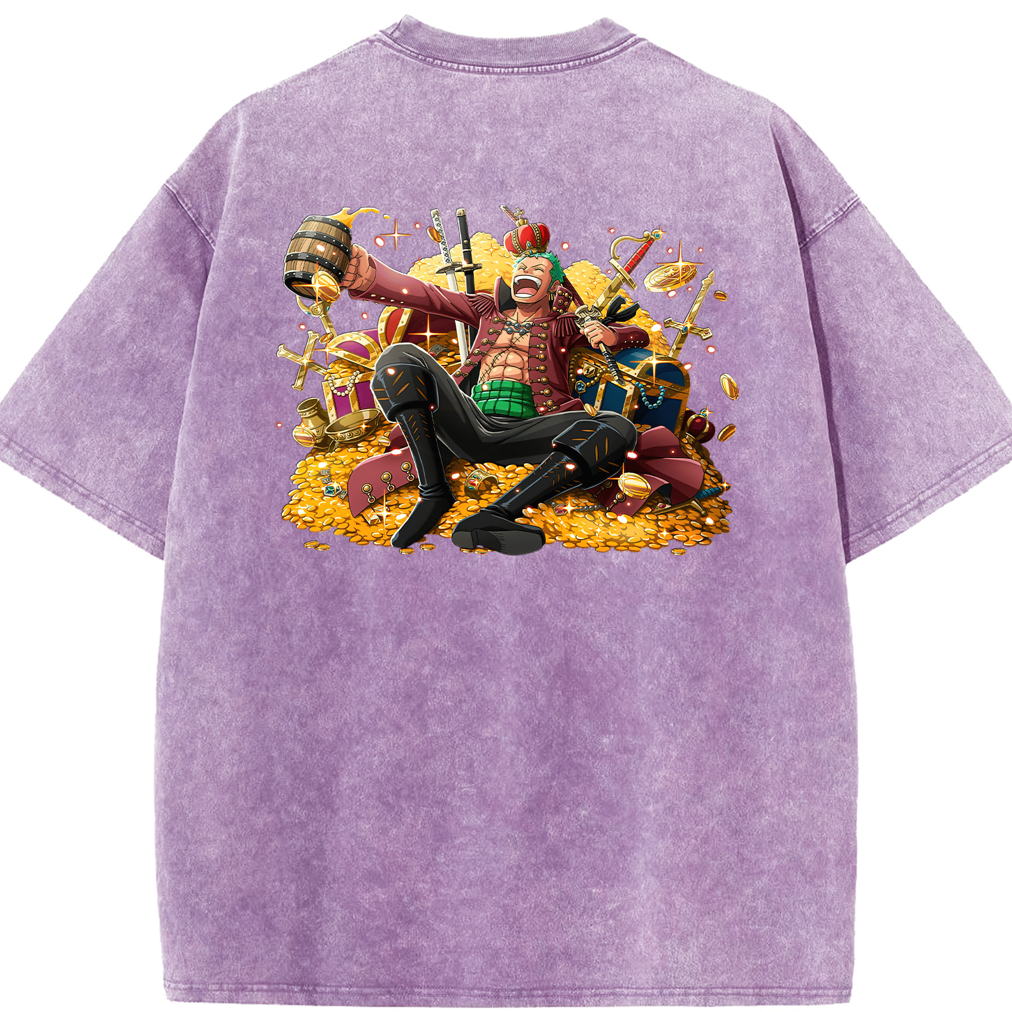 ワンピース ロロノア・ゾロ ONE PIECE Roronoa Zoro 綿100% ヴィンテージ風 半袖Tシャツ（背面プリント）