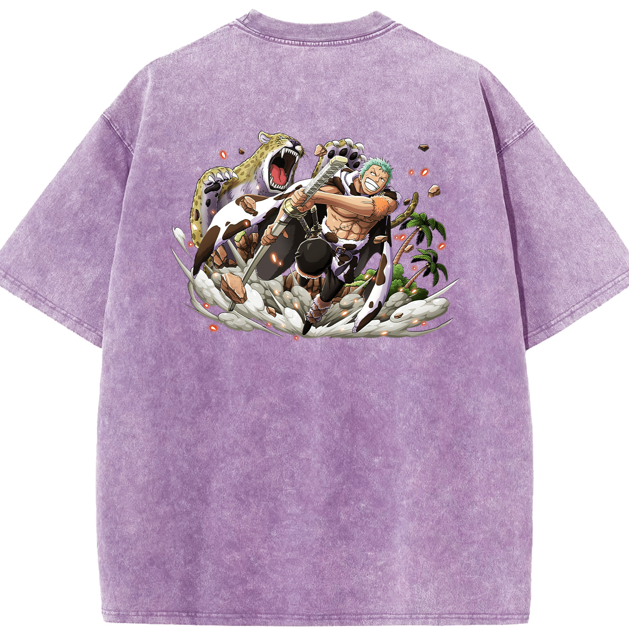 ワンピース ロロノア・ゾロ ONE PIECE Roronoa Zoro 綿100% ヴィンテージ風 半袖Tシャツ（背面プリント）