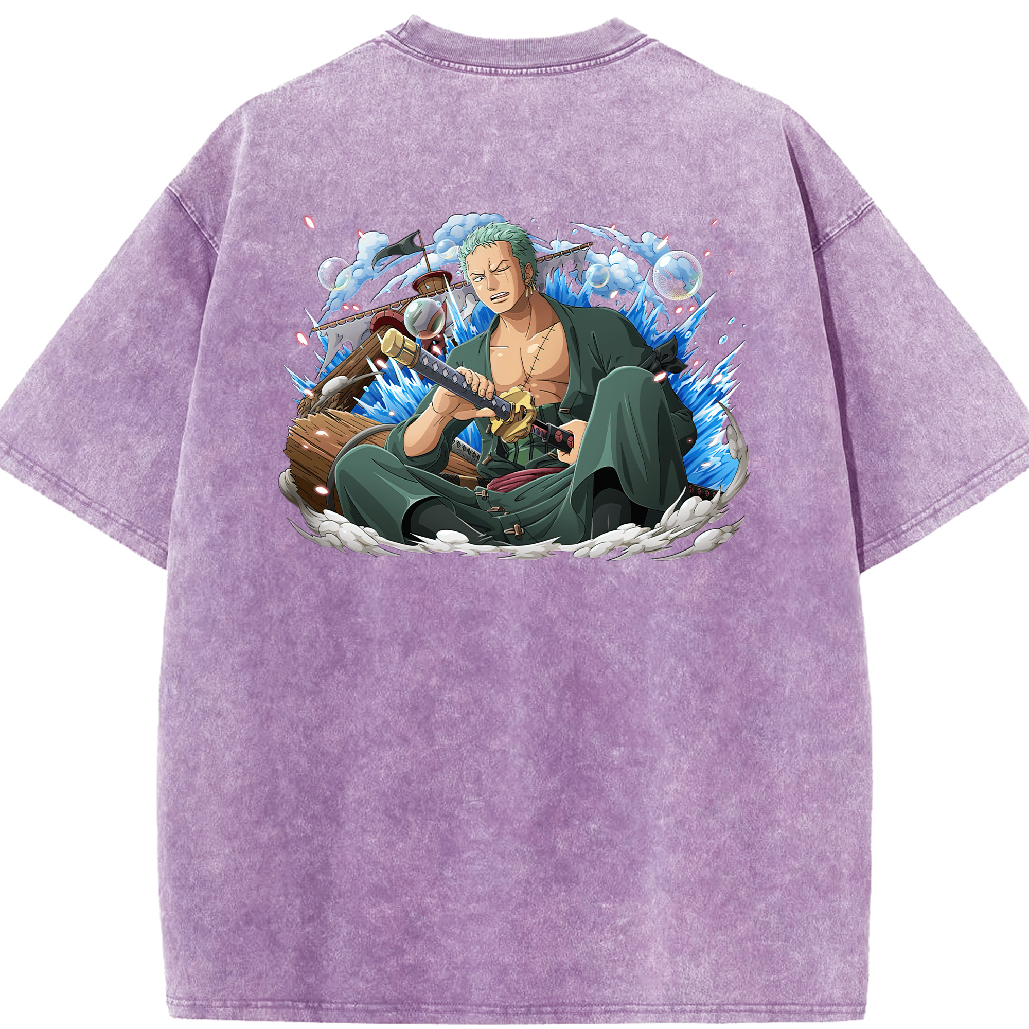 ワンピース ロロノア・ゾロ ONE PIECE Roronoa Zoro 綿100% ヴィンテージ風 半袖Tシャツ（背面プリント）