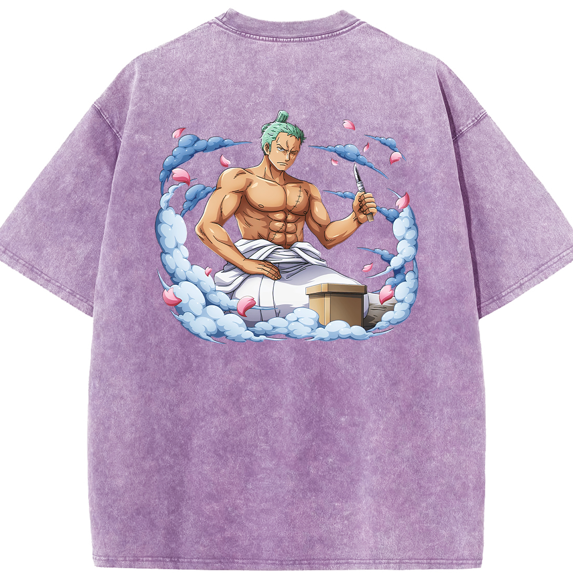 ワンピース ロロノア・ゾロ ONE PIECE Roronoa Zoro 綿100% ヴィンテージ風 半袖Tシャツ（背面プリント）