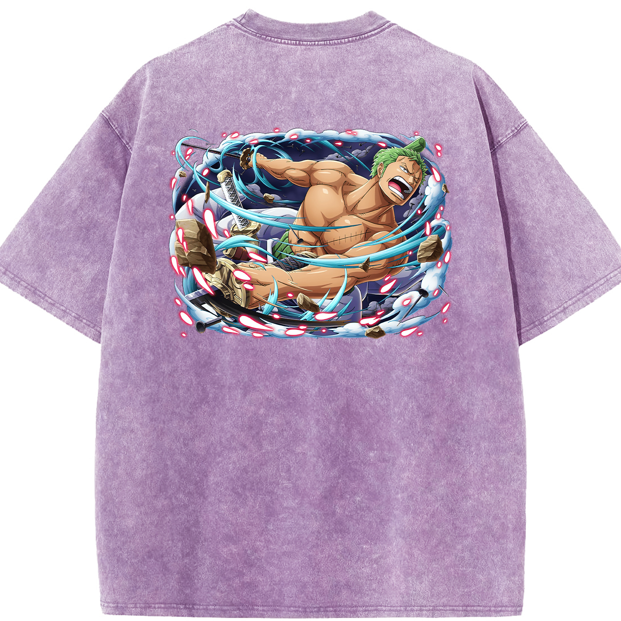 ワンピース ロロノア・ゾロ ONE PIECE Roronoa Zoro 綿100% ヴィンテージ風 半袖Tシャツ（背面プリント）