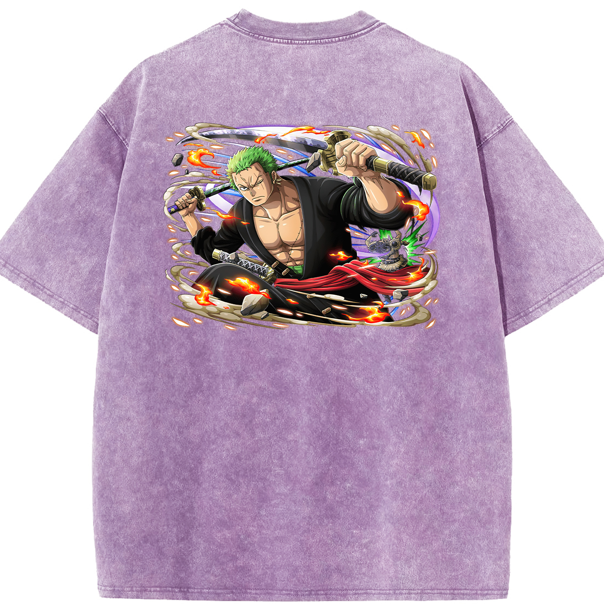 ワンピース ロロノア・ゾロ ONE PIECE Roronoa Zoro 綿100% ヴィンテージ風 半袖Tシャツ（背面プリント）