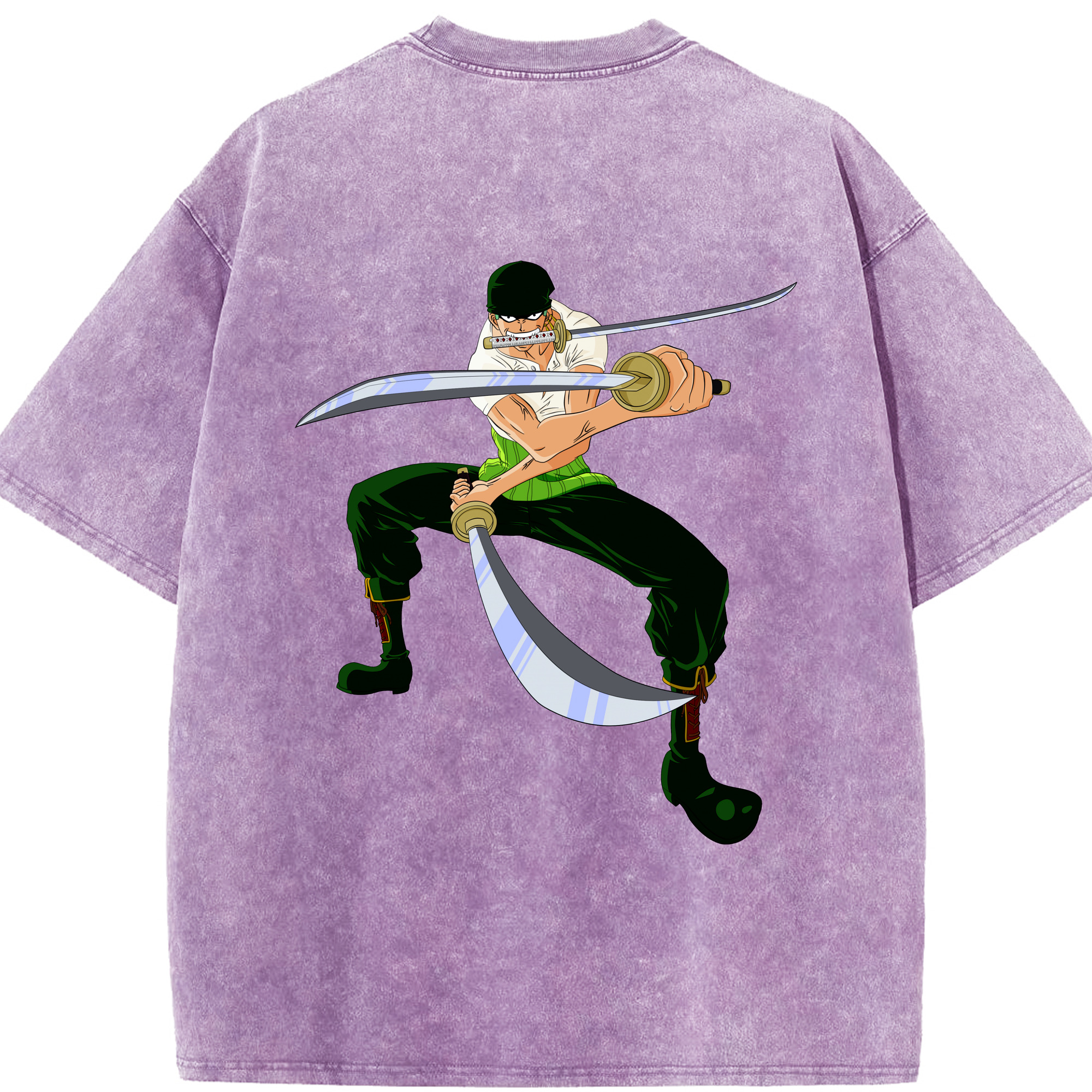 ワンピース ロロノア・ゾロ ONE PIECE Roronoa Zoro 綿100% ヴィンテージ風 半袖Tシャツ（背面プリント）