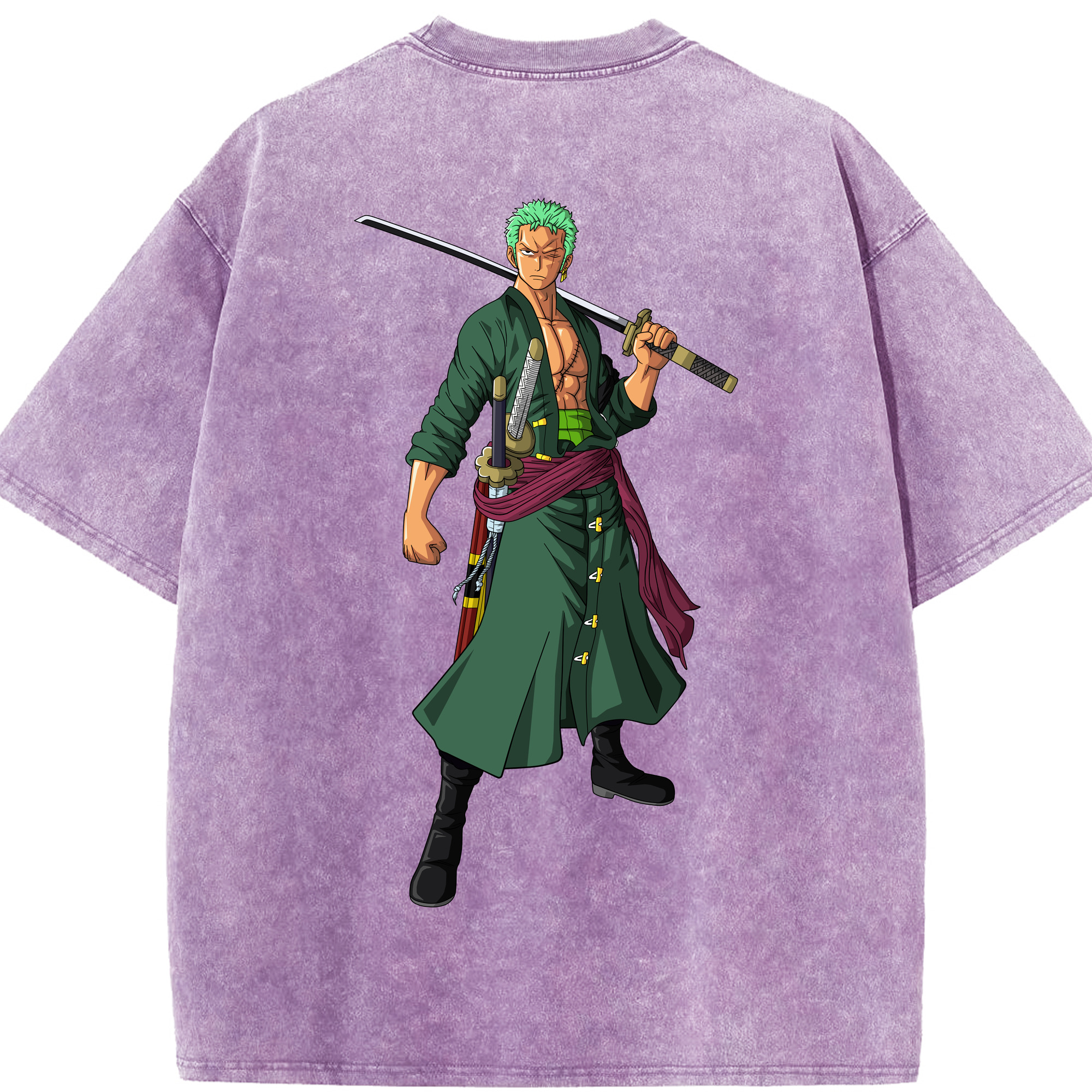 ワンピース ロロノア・ゾロ ONE PIECE Roronoa Zoro 綿100% ヴィンテージ風 半袖Tシャツ（背面プリント）