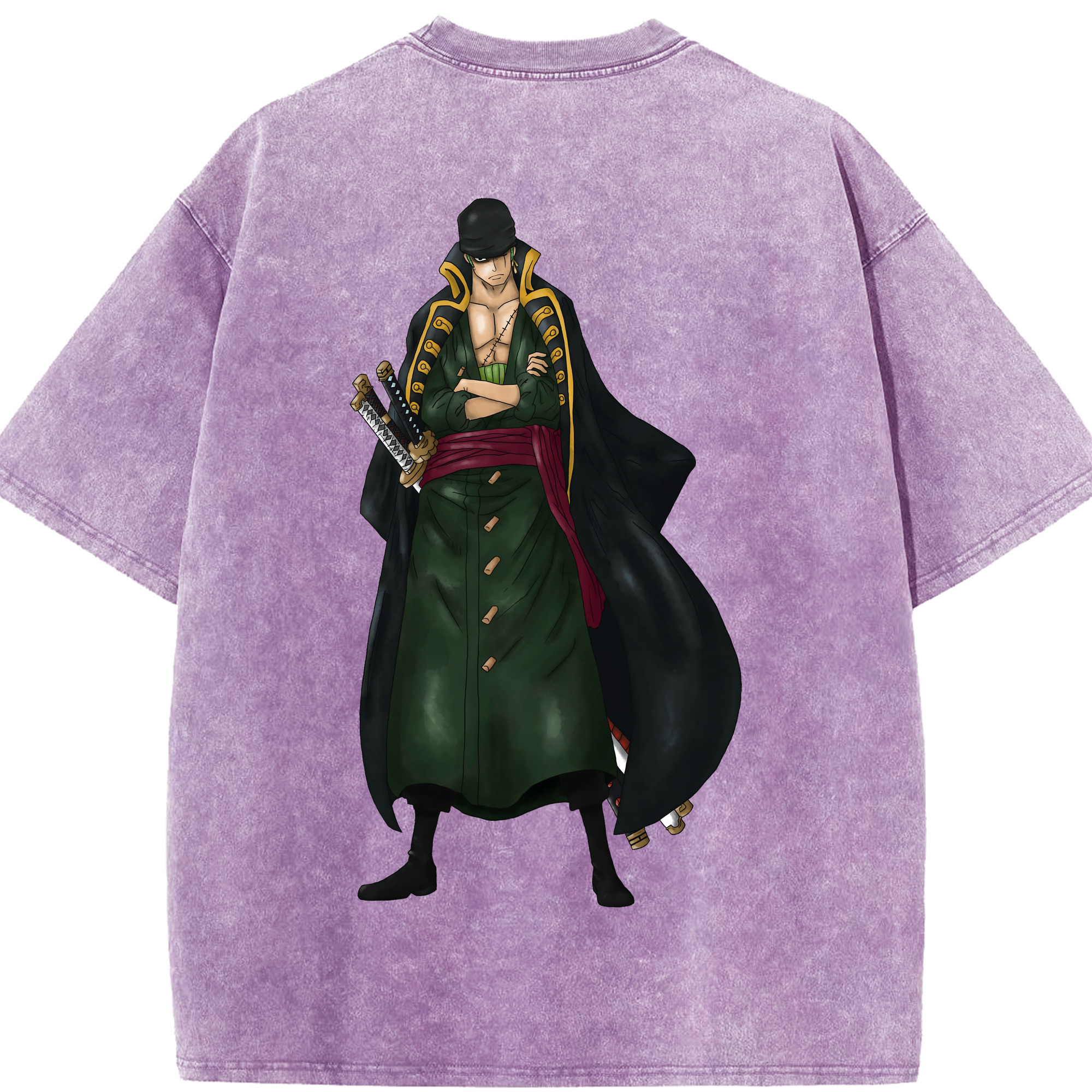 ワンピース ロロノア・ゾロ ONE PIECE Roronoa Zoro 綿100% ヴィンテージ風 半袖Tシャツ（背面プリント）