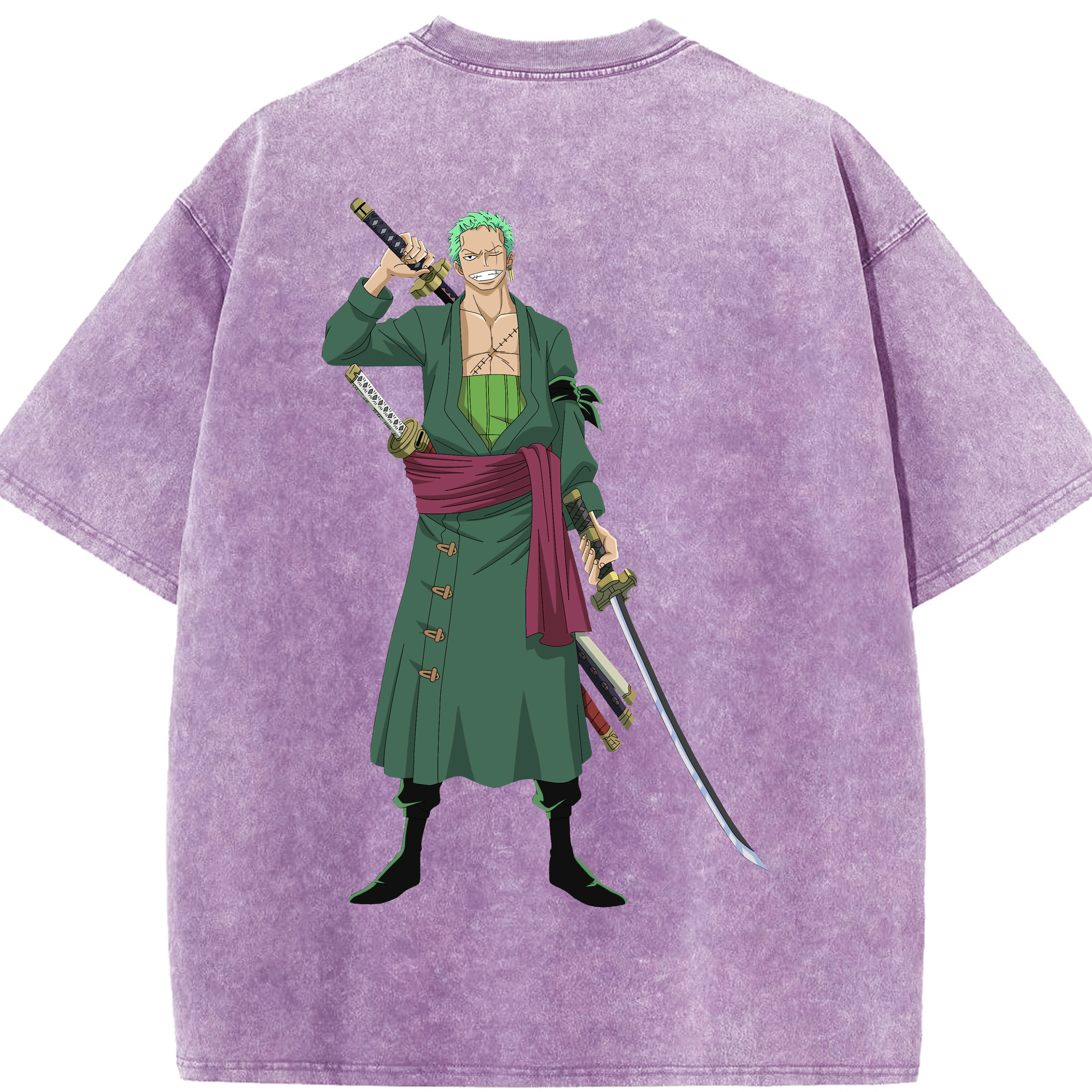 ワンピース ロロノア・ゾロ ONE PIECE Roronoa Zoro 綿100% ヴィンテージ風 半袖Tシャツ（背面プリント）