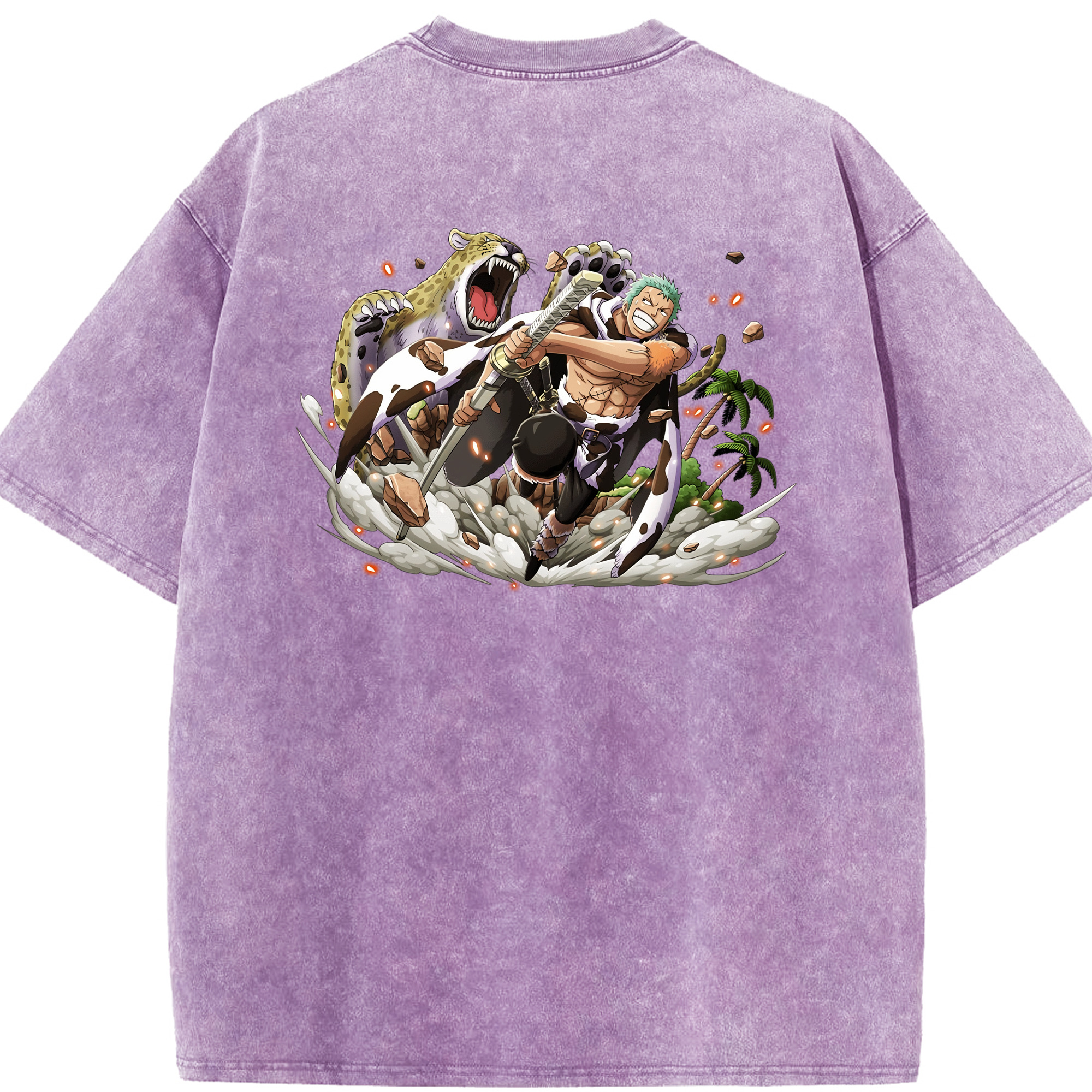 ワンピース ロロノア・ゾロ ONE PIECE Roronoa Zoro 綿100% ヴィンテージ風 半袖Tシャツ（背面プリント）