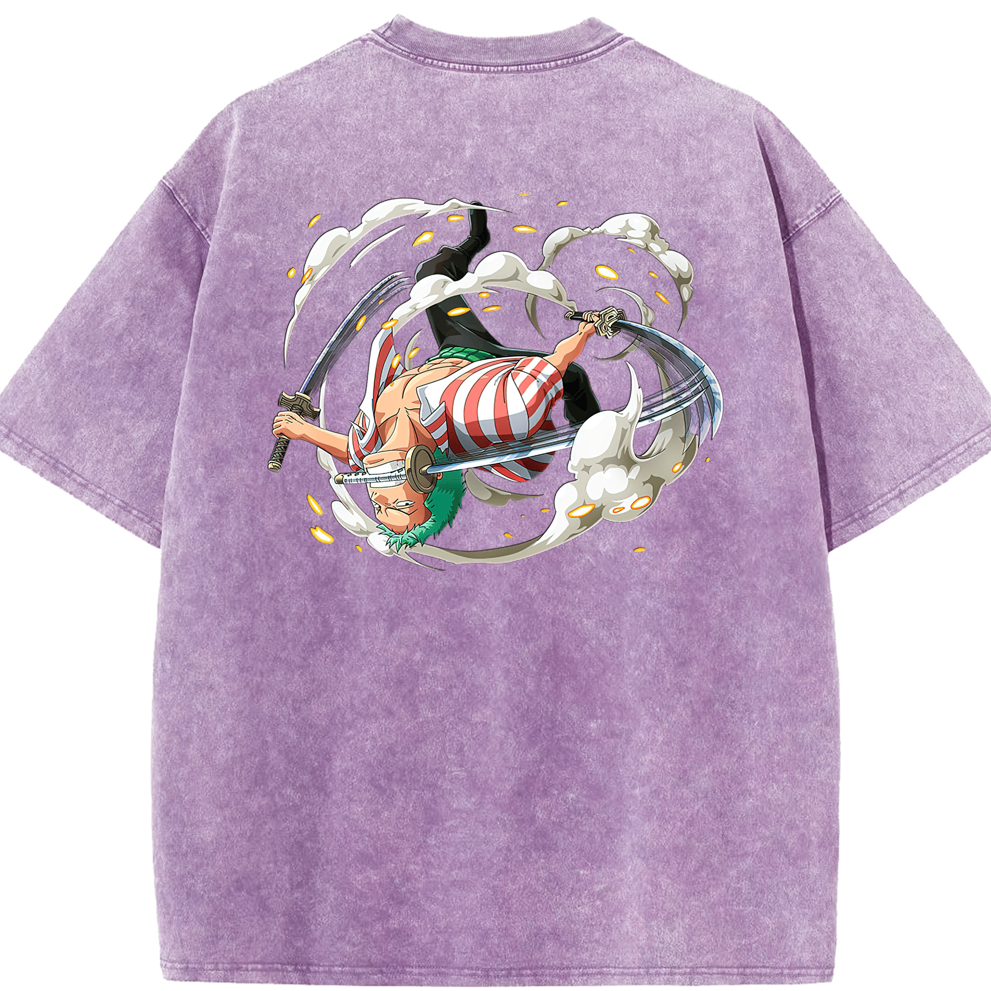 ワンピース ロロノア・ゾロ ONE PIECE Roronoa Zoro 綿100% ヴィンテージ風 半袖Tシャツ（背面プリント）