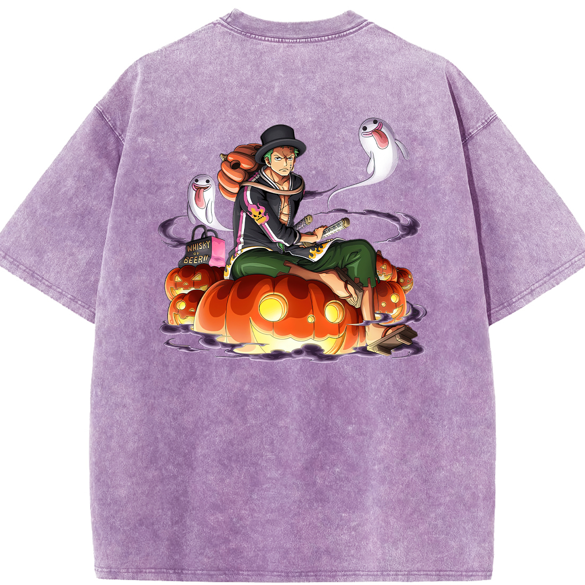 ワンピース ロロノア・ゾロ ONE PIECE Roronoa Zoro 綿100% ヴィンテージ風 半袖Tシャツ（背面プリント）