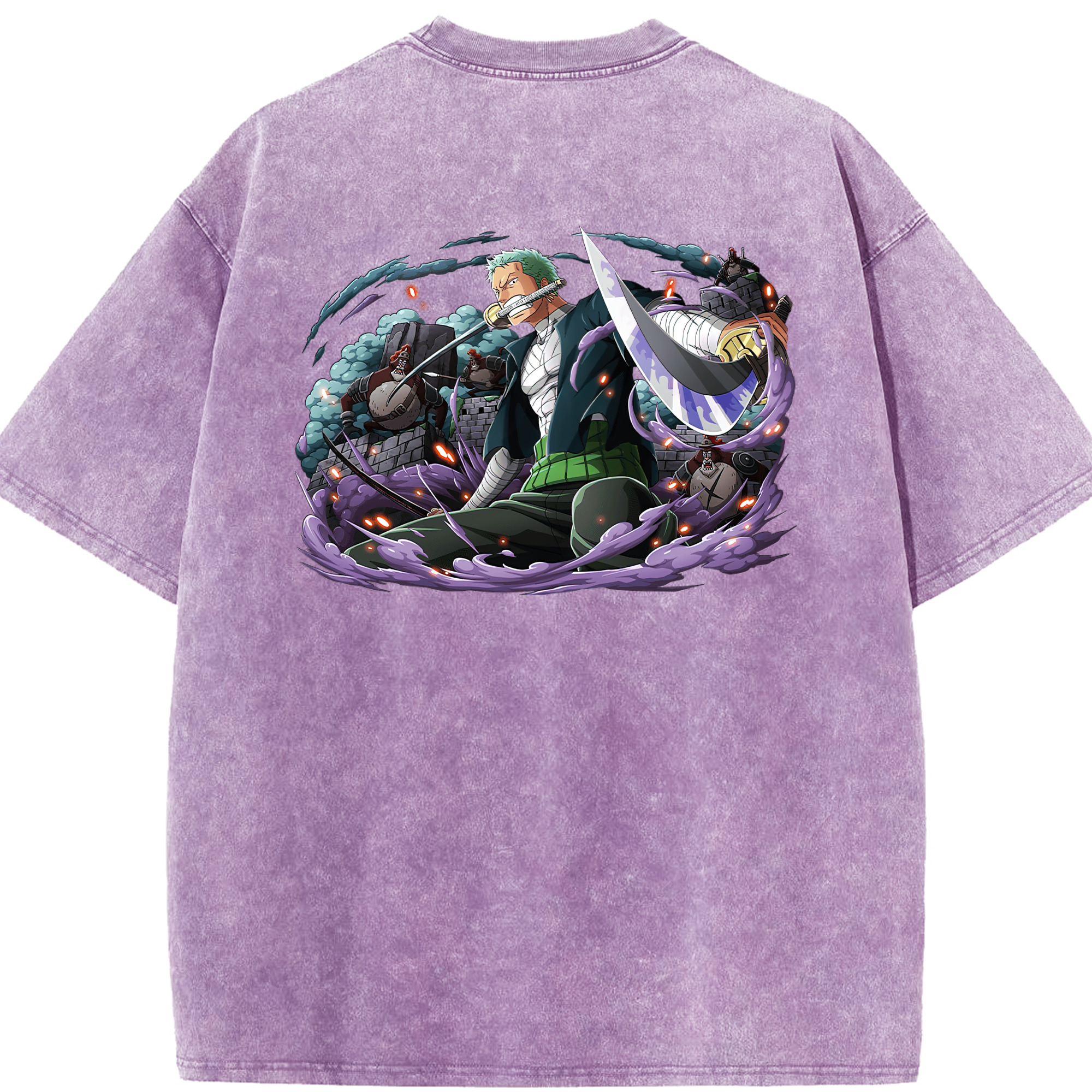 ワンピース ロロノア・ゾロ ONE PIECE Roronoa Zoro 綿100% ヴィンテージ風 半袖Tシャツ（背面プリント）