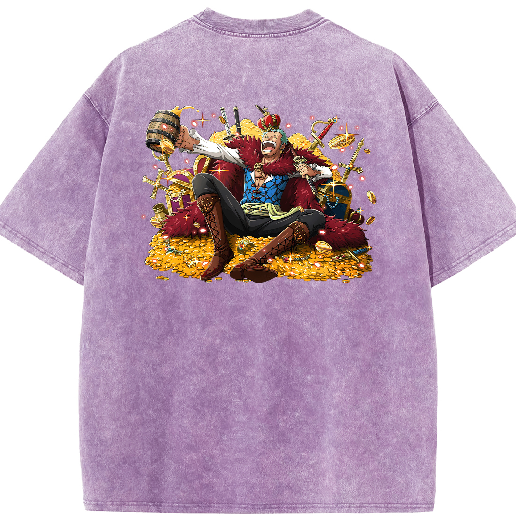 ワンピース ロロノア・ゾロ ONE PIECE Roronoa Zoro 綿100% ヴィンテージ風 半袖Tシャツ（背面プリント）