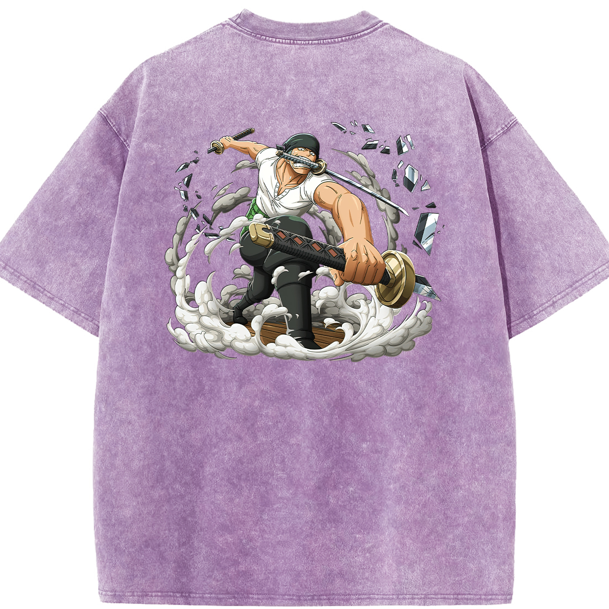 ワンピース ロロノア・ゾロ ONE PIECE Roronoa Zoro 綿100% ヴィンテージ風 半袖Tシャツ（背面プリント）