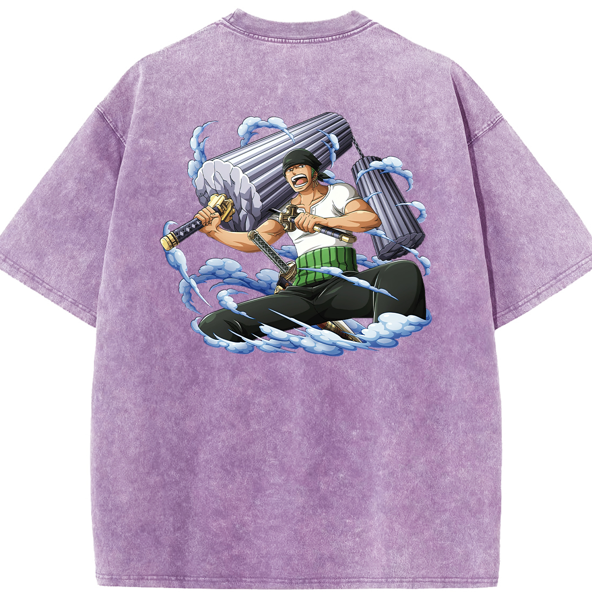 ワンピース ロロノア・ゾロ ONE PIECE Roronoa Zoro 綿100% ヴィンテージ風 半袖Tシャツ（背面プリント）