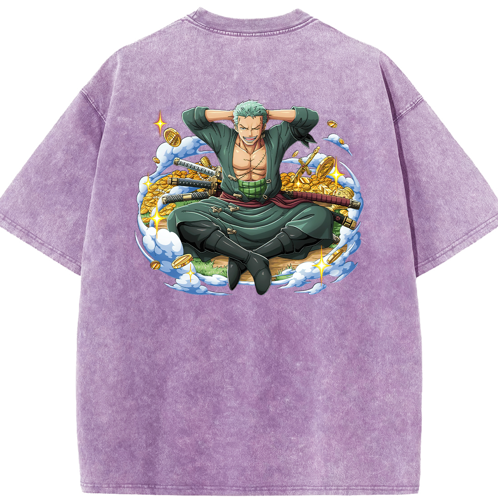 ワンピース ロロノア・ゾロ ONE PIECE Roronoa Zoro 綿100% ヴィンテージ風 半袖Tシャツ（背面プリント）