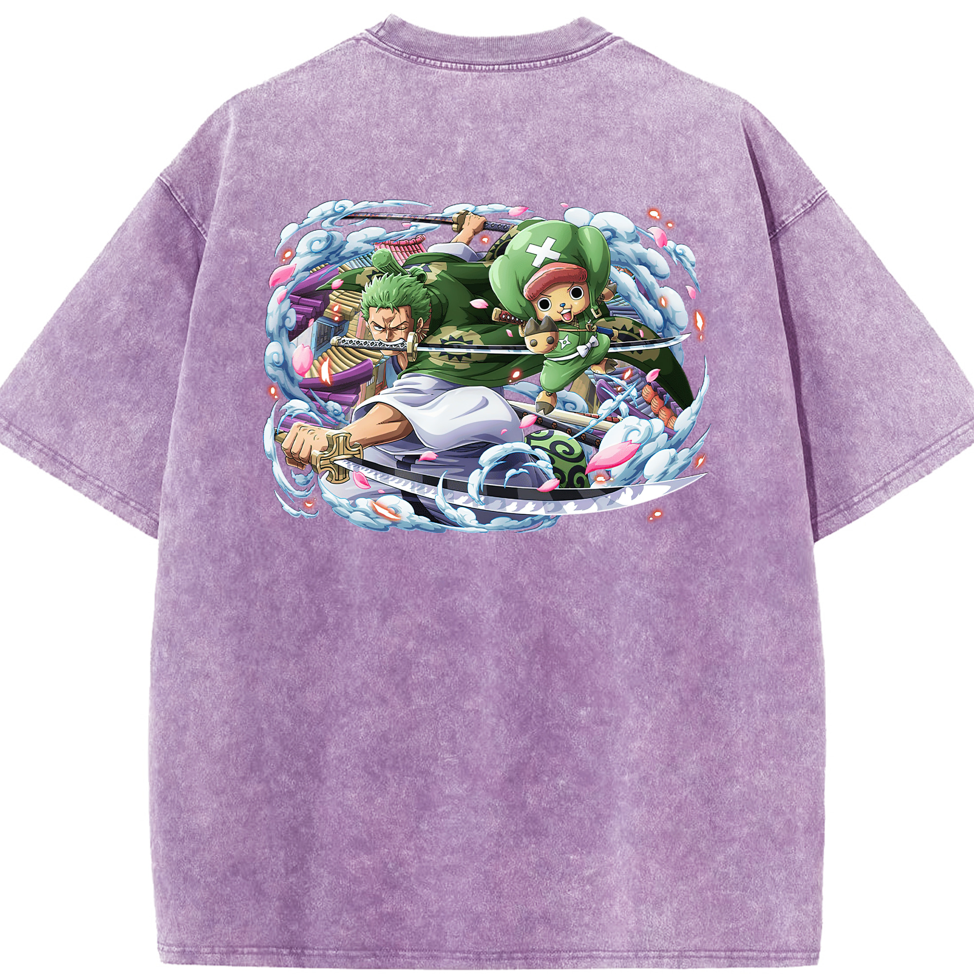 ワンピース ロロノア・ゾロ ONE PIECE Roronoa Zoro 綿100% ヴィンテージ風 半袖Tシャツ（背面プリント）