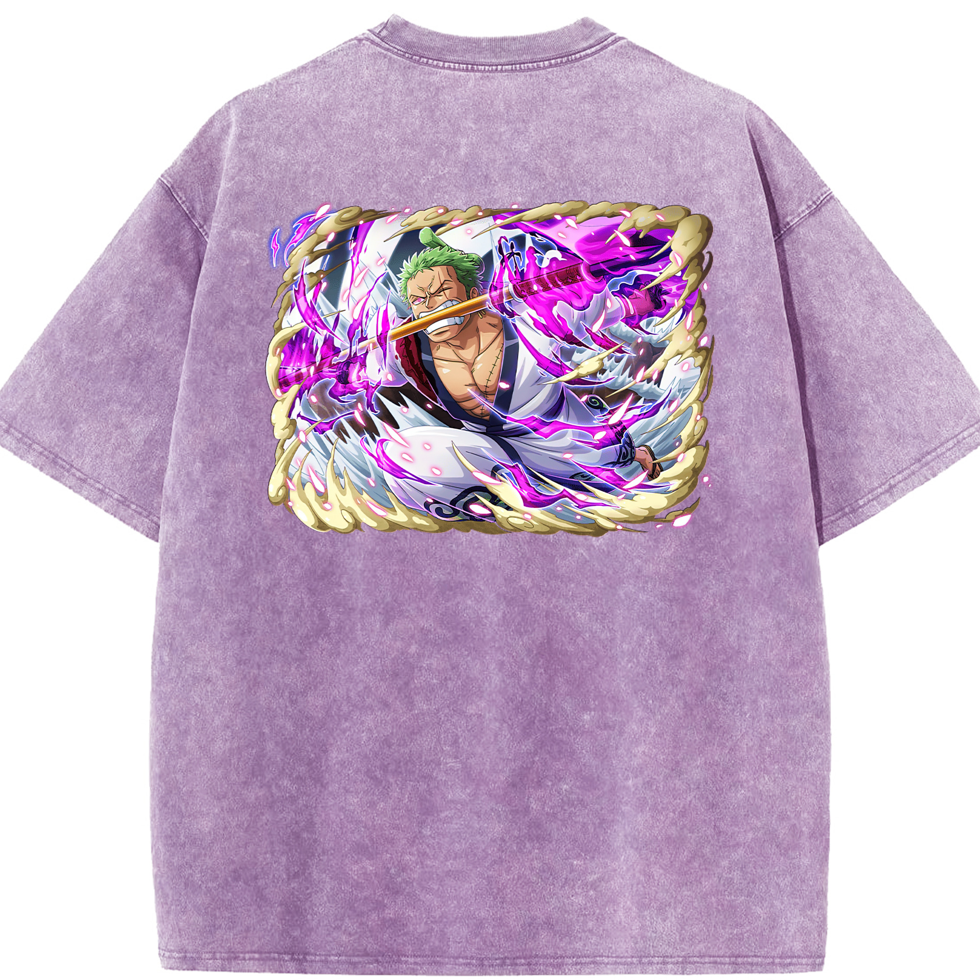 ワンピース ロロノア・ゾロ ONE PIECE Roronoa Zoro 綿100% ヴィンテージ風 半袖Tシャツ（背面プリント）