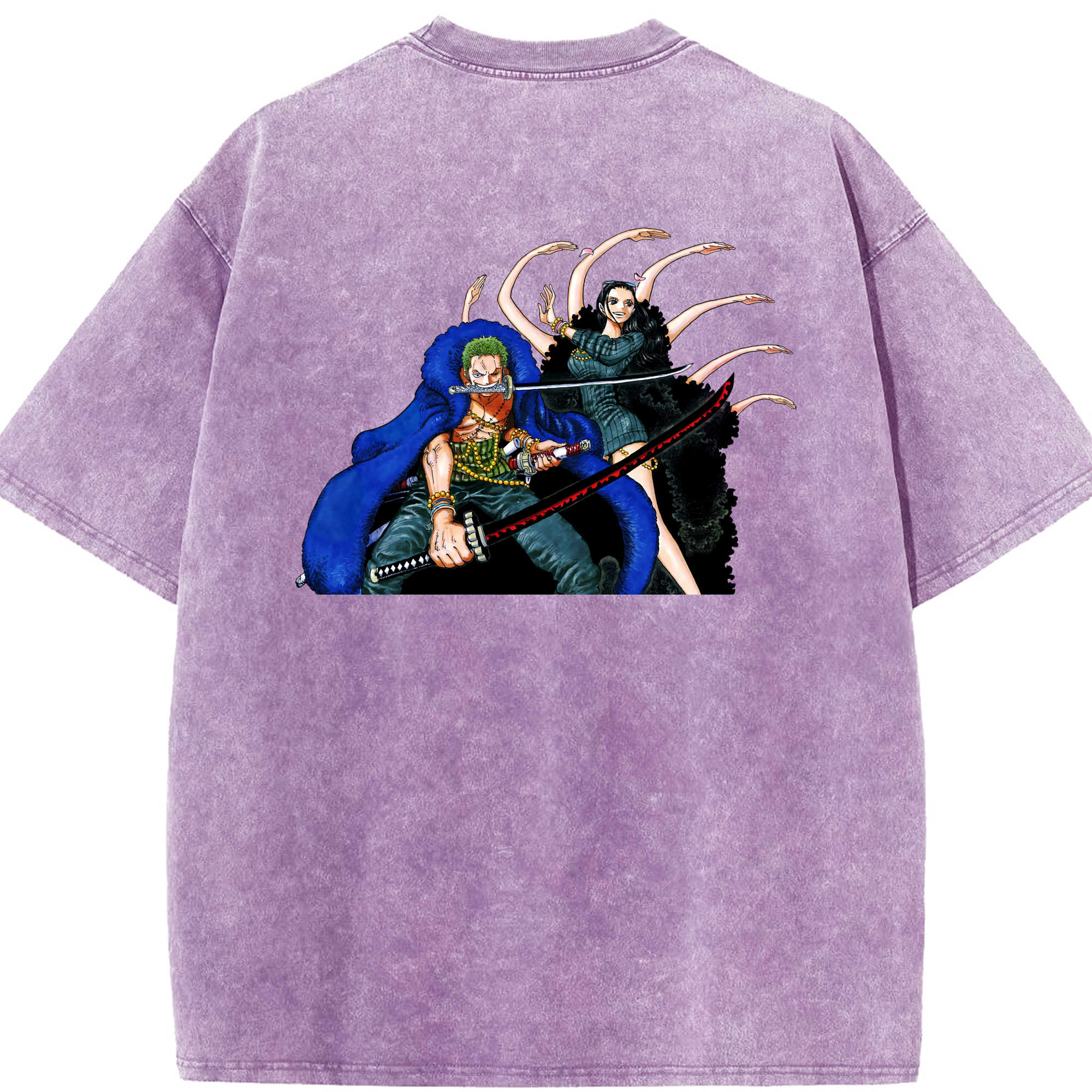 ワンピース ロロノア・ゾロ ONE PIECE Roronoa Zoro 綿100% ヴィンテージ風 半袖Tシャツ（背面プリント）