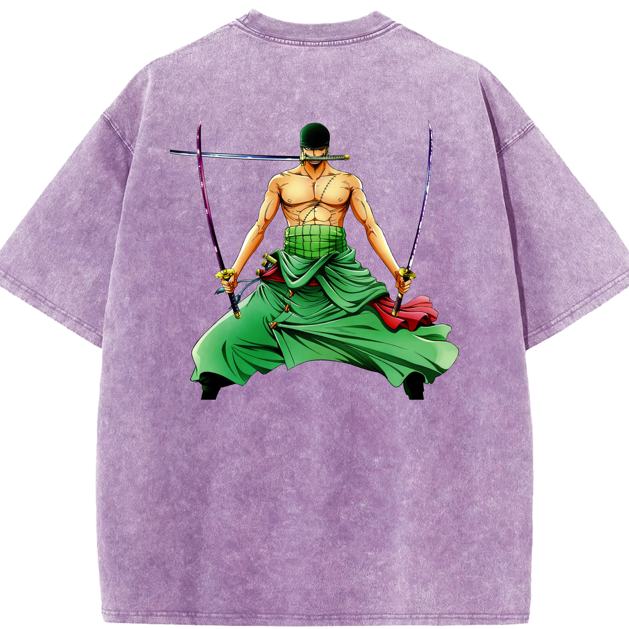 （画像用） ワンピース ロロノア・ゾロ ONE PIECE Roronoa Zoro 綿100% ヴィンテージ風 半袖Tシャツ（背面プリント）